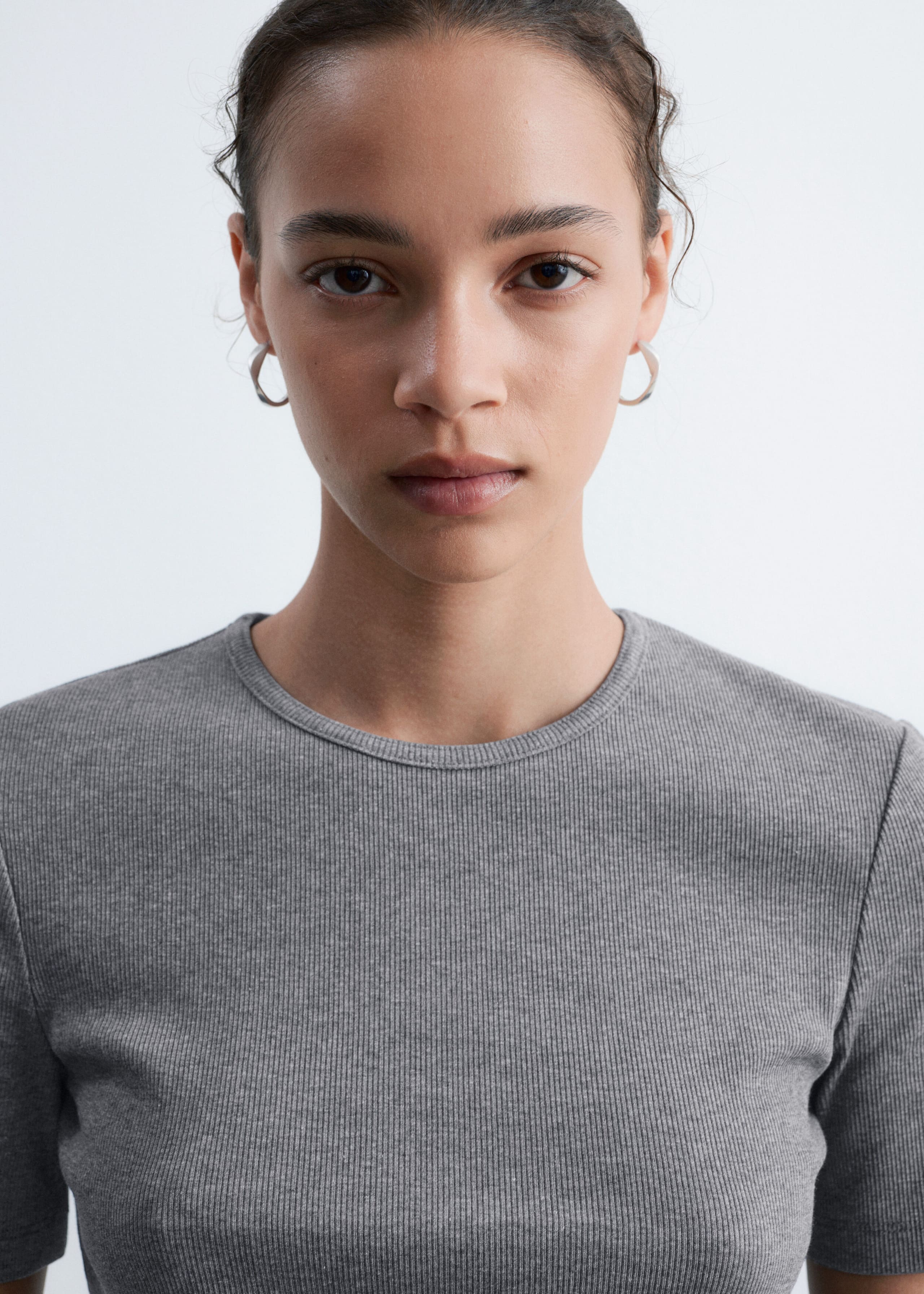 Ribbed T-Shirt - White - Lookbook