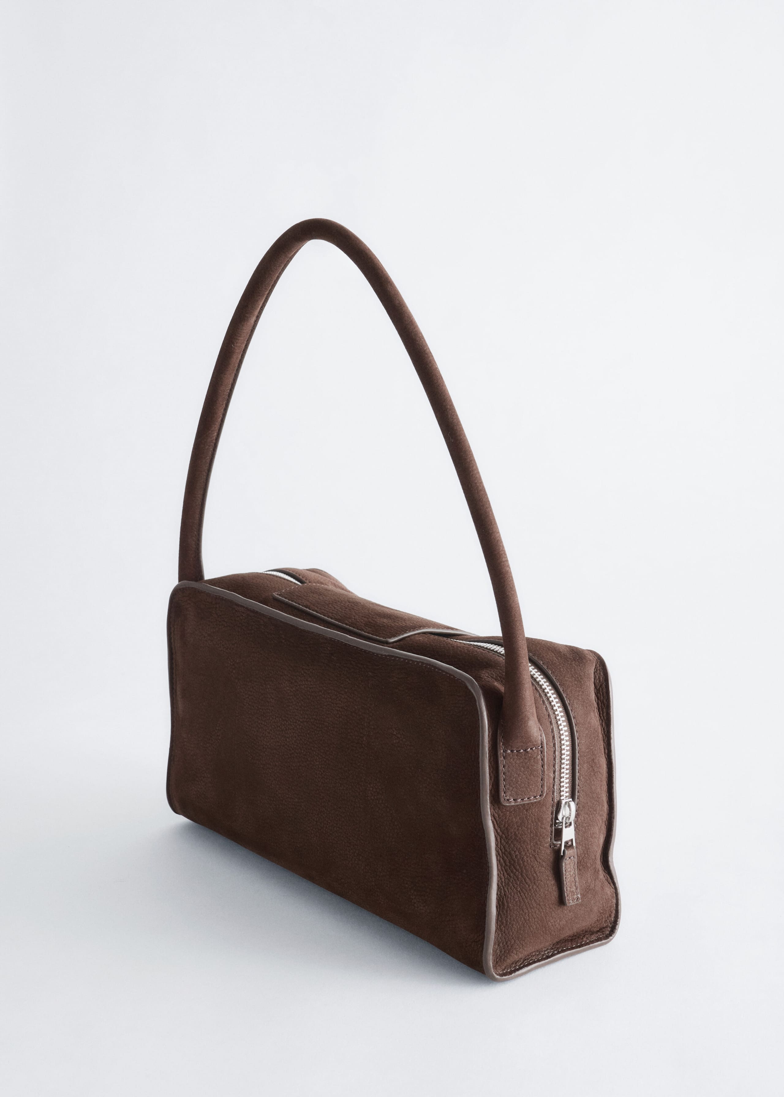 Curved Leather Bag - Dark Brown - Still Life