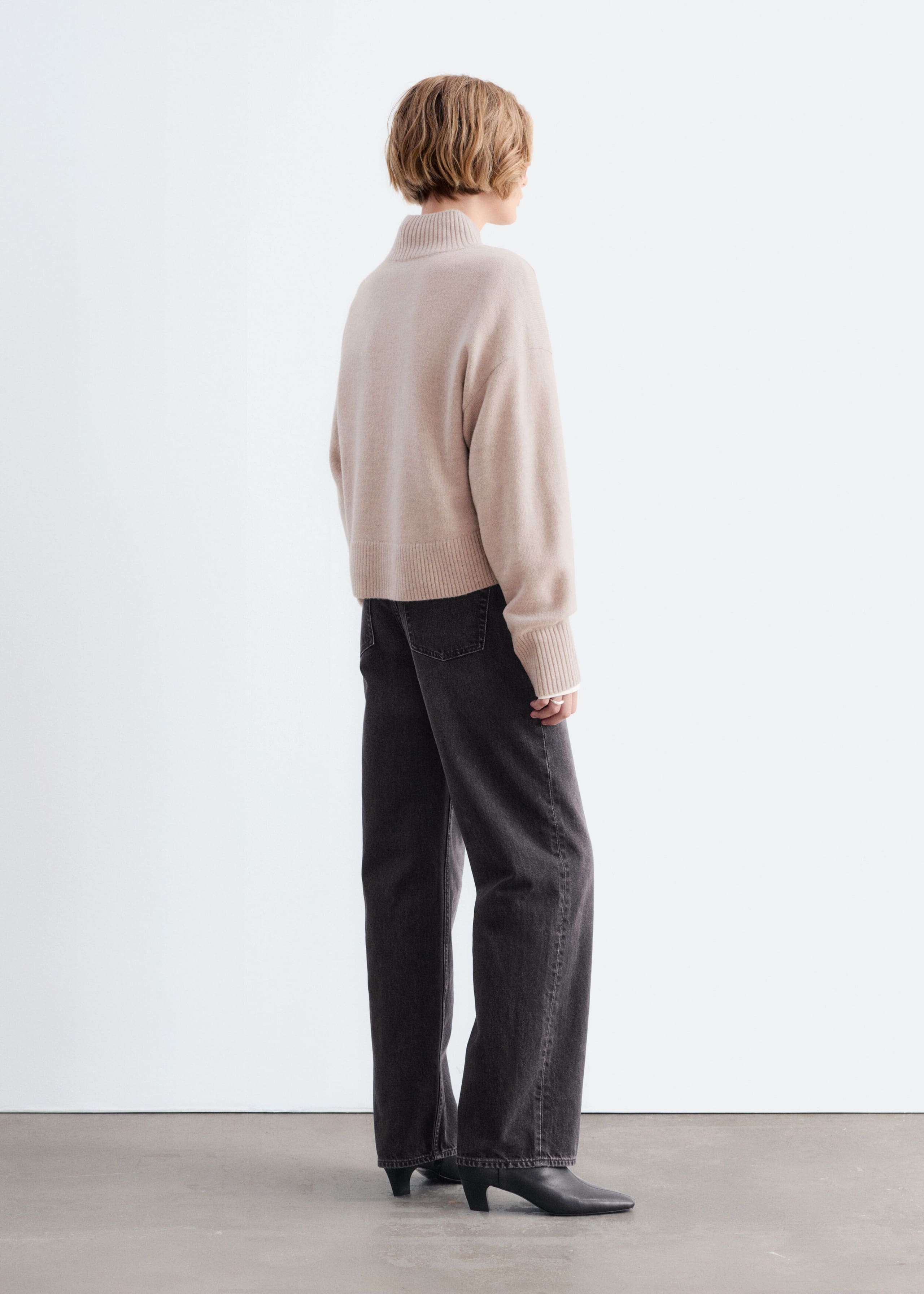 Mock-Neck Wool-Cotton Jumper - Light Mole - Lookbook