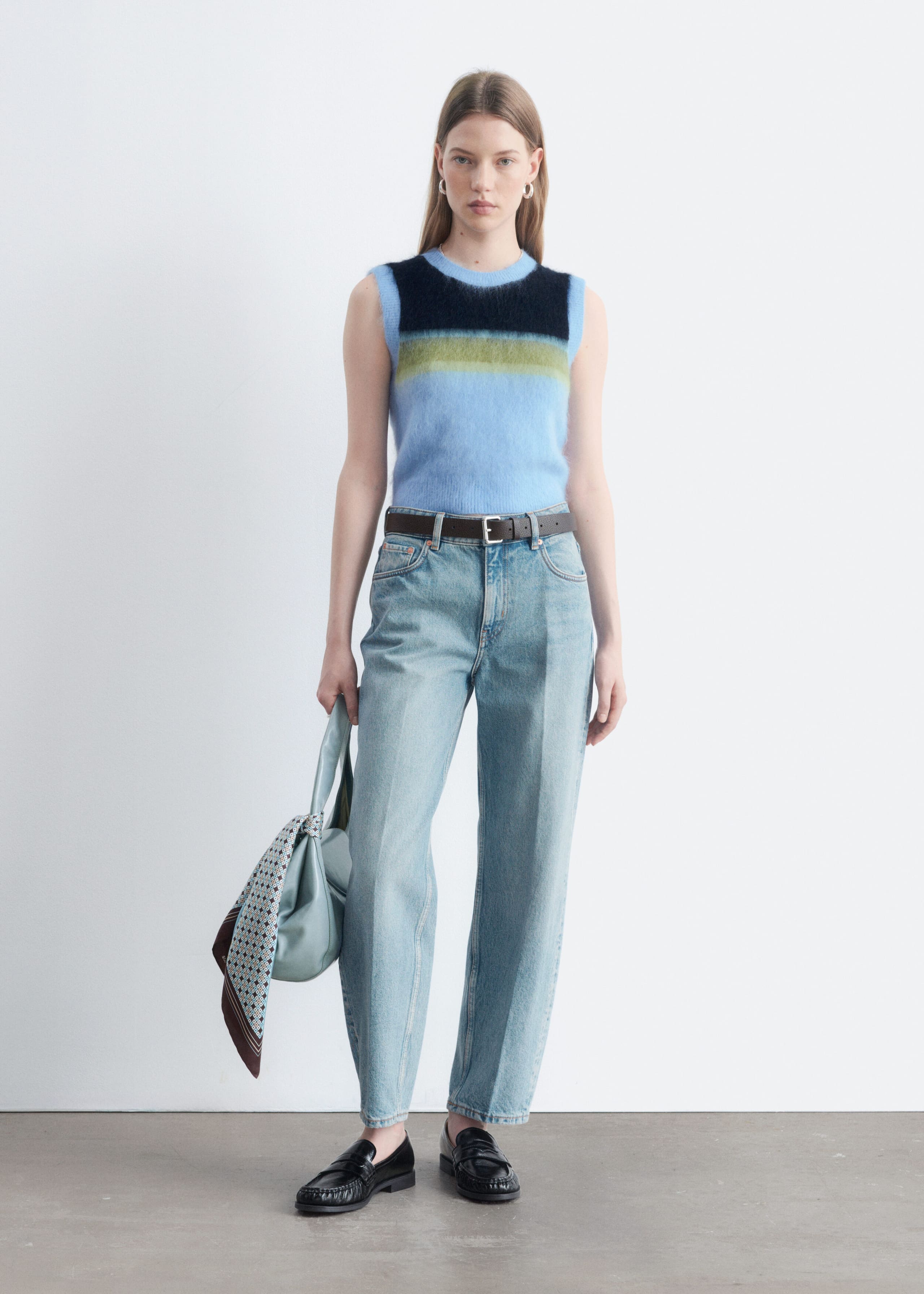 Knitted Mohair-Blend Vest - Light Blue/Multi Colour - Lookbook