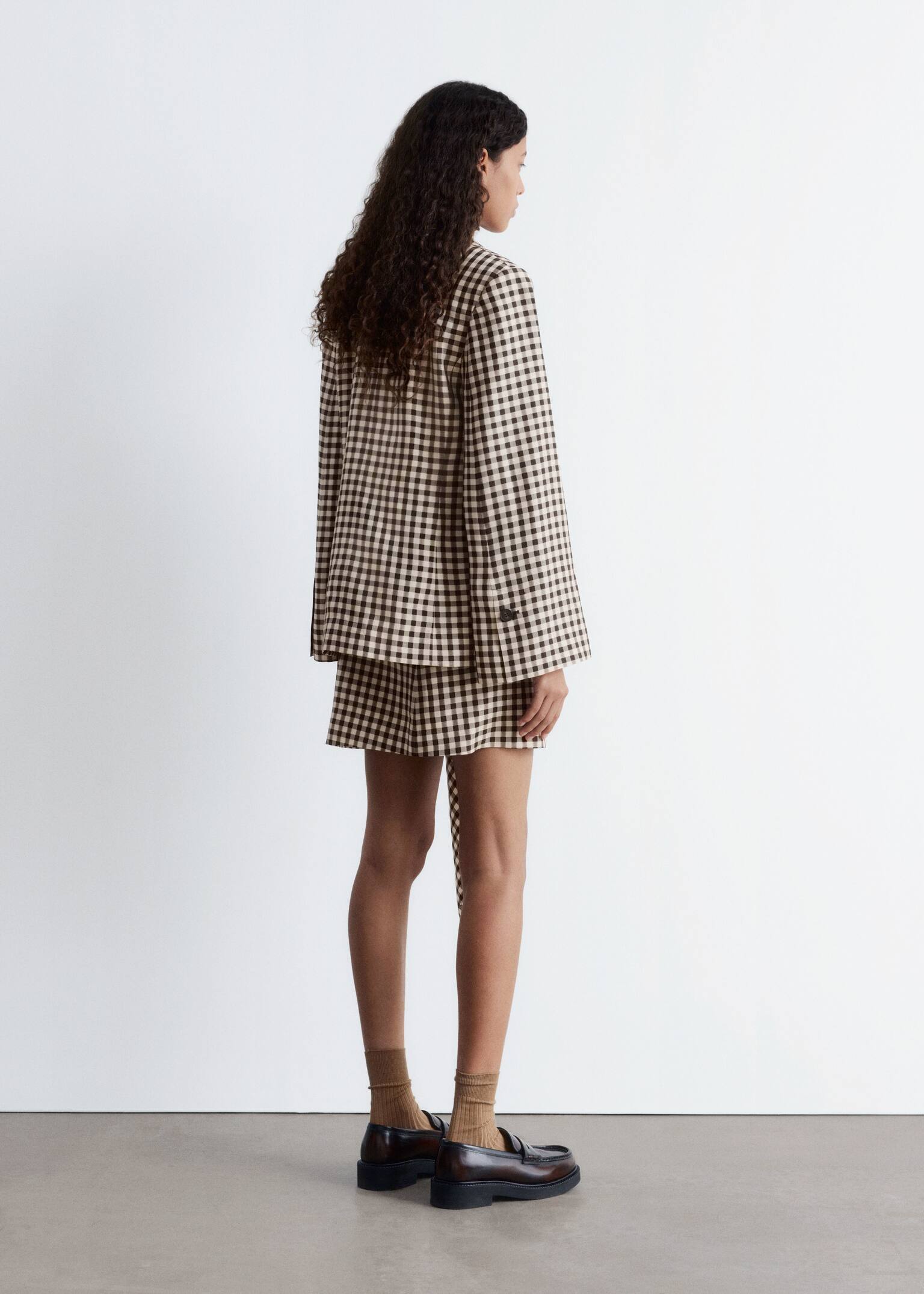 Checkered Blazer - Brown Gingham-Check - 6