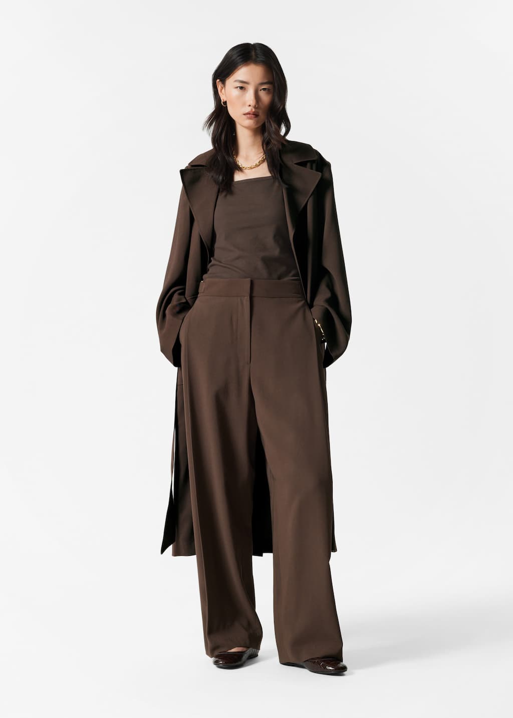Image of Pleated Wide-Leg Trousers