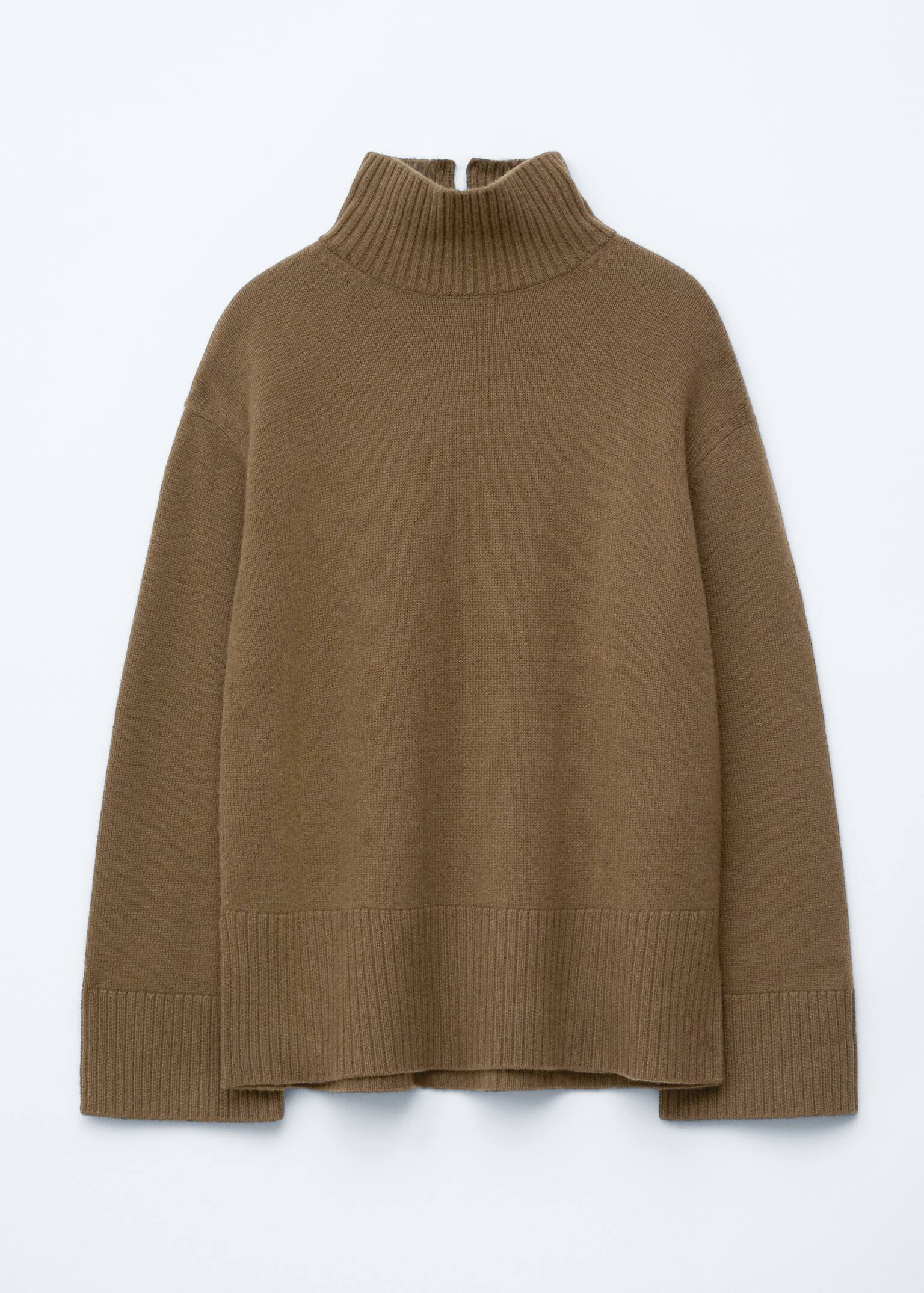 Oversized-Wollpullover mit Rollkragen - Braun/Dunkles Graubraun/Weinrot - 2