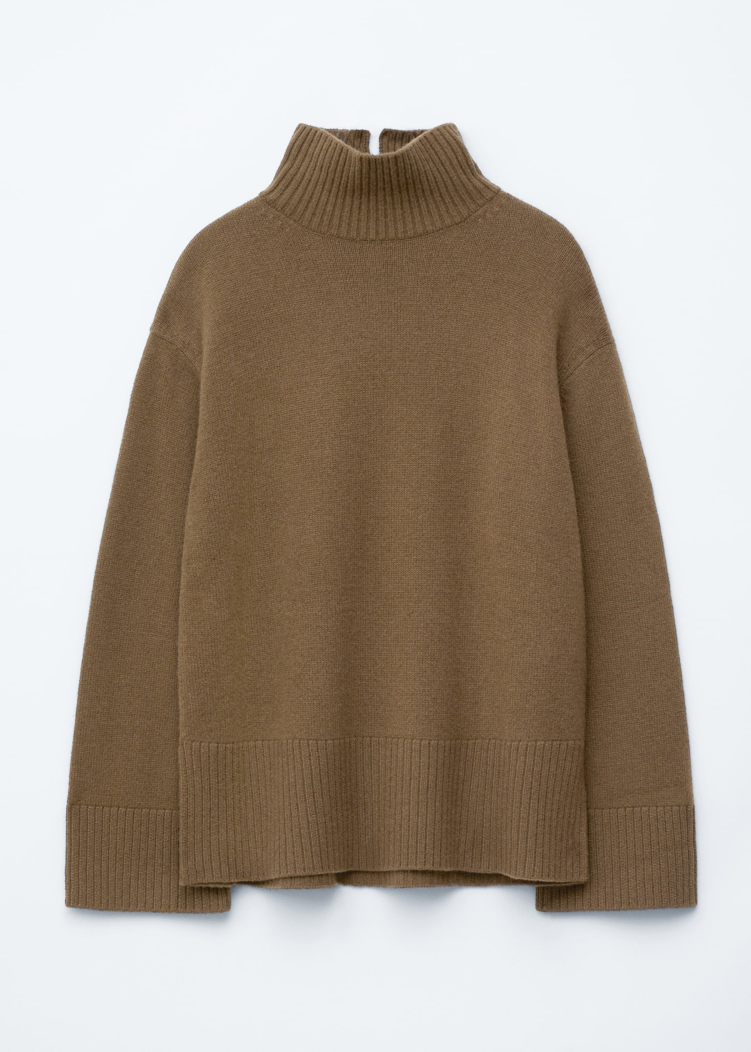 Wełniany sweter oversize z golfem - Brązowy/Dark Mole/Ciemnoczerwony/Czarny - 2