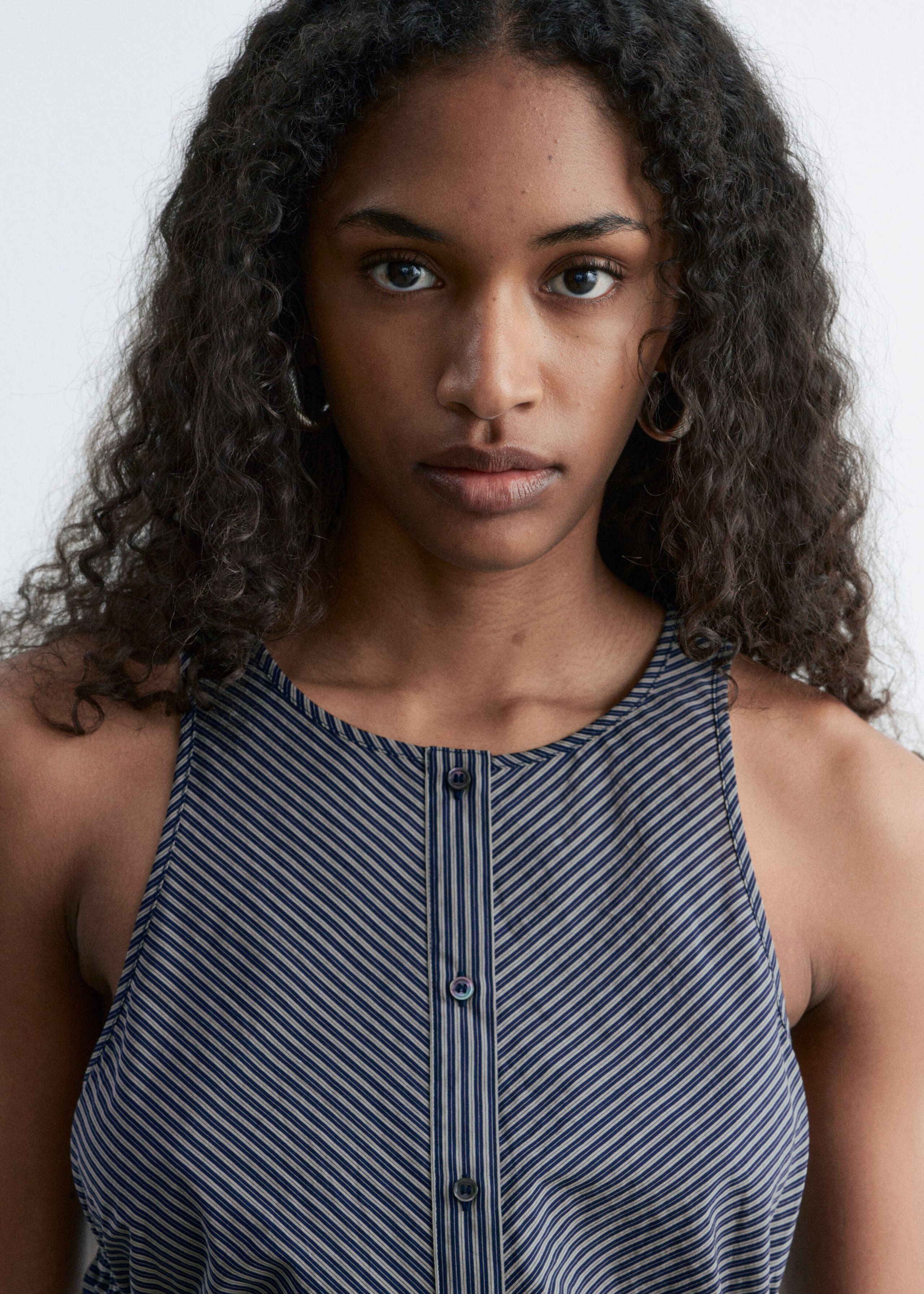 Image of Abito midi senza maniche con coulisse