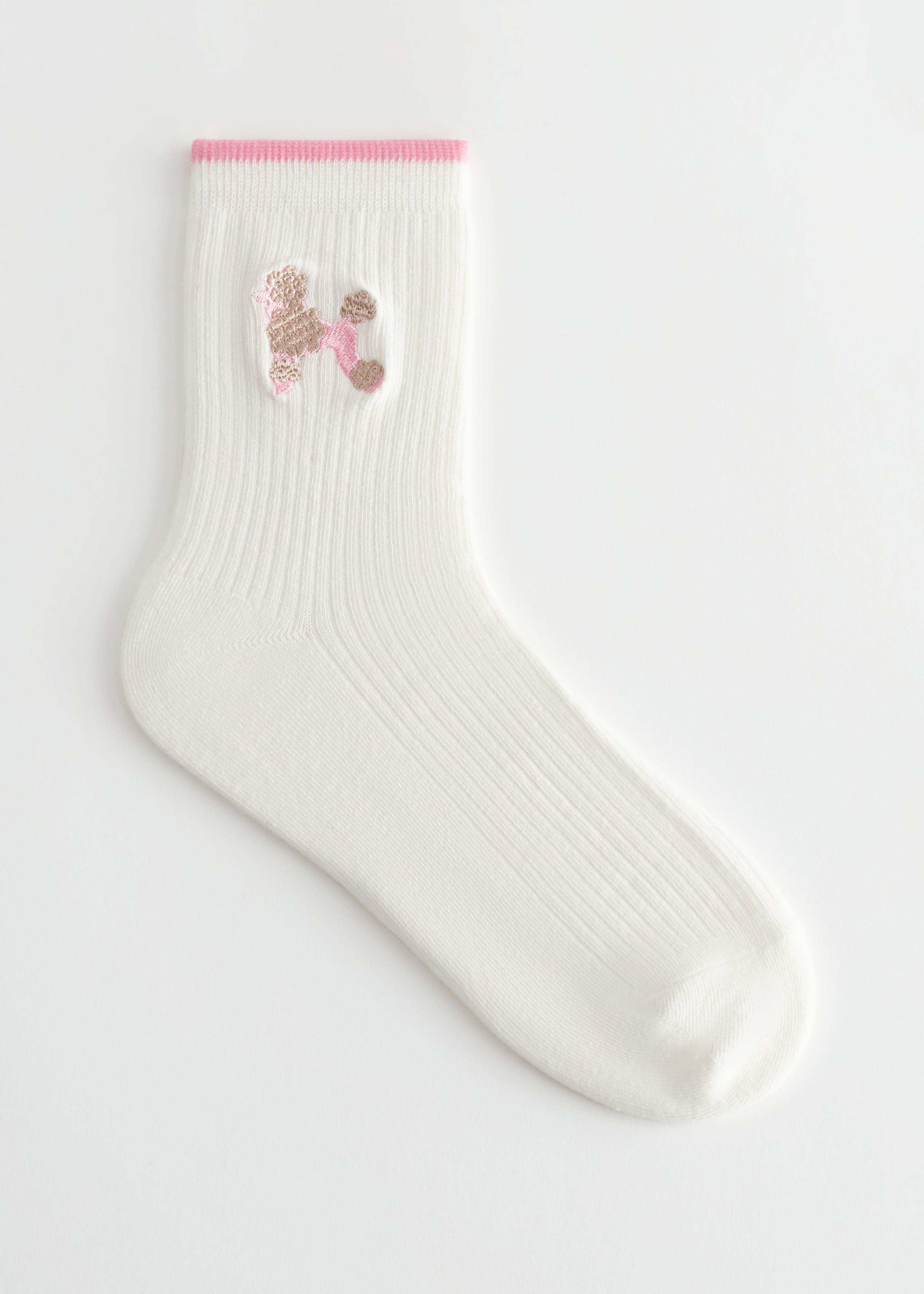 Calcetines tobilleros bordados - Flor rosa - Bodegón