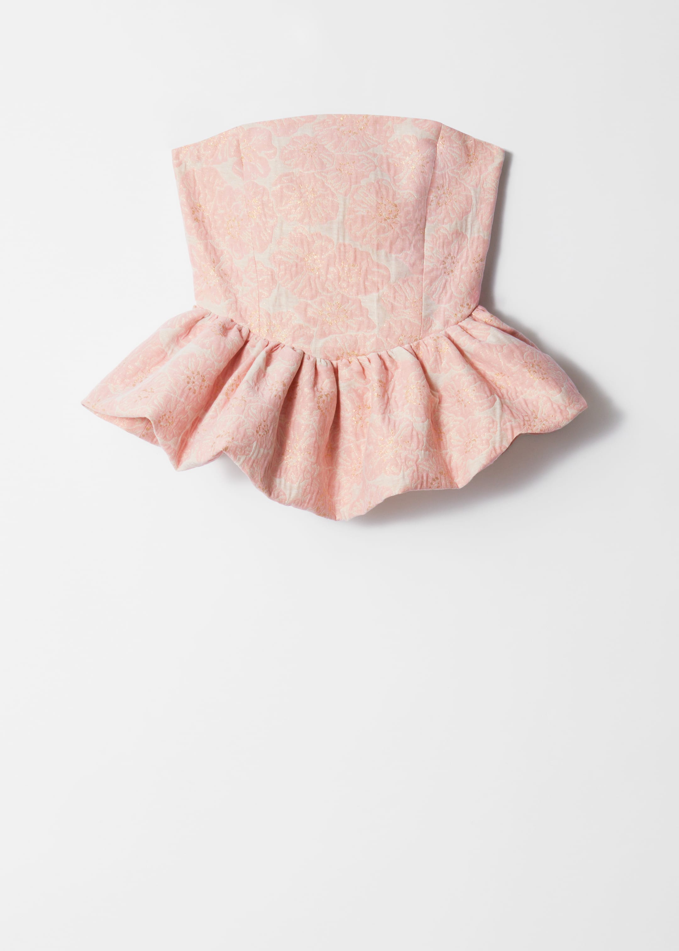 Visa större bild: Jacquardvävd bandeautopp med peplum - Ljusrosa - DAM | H&M SE 5