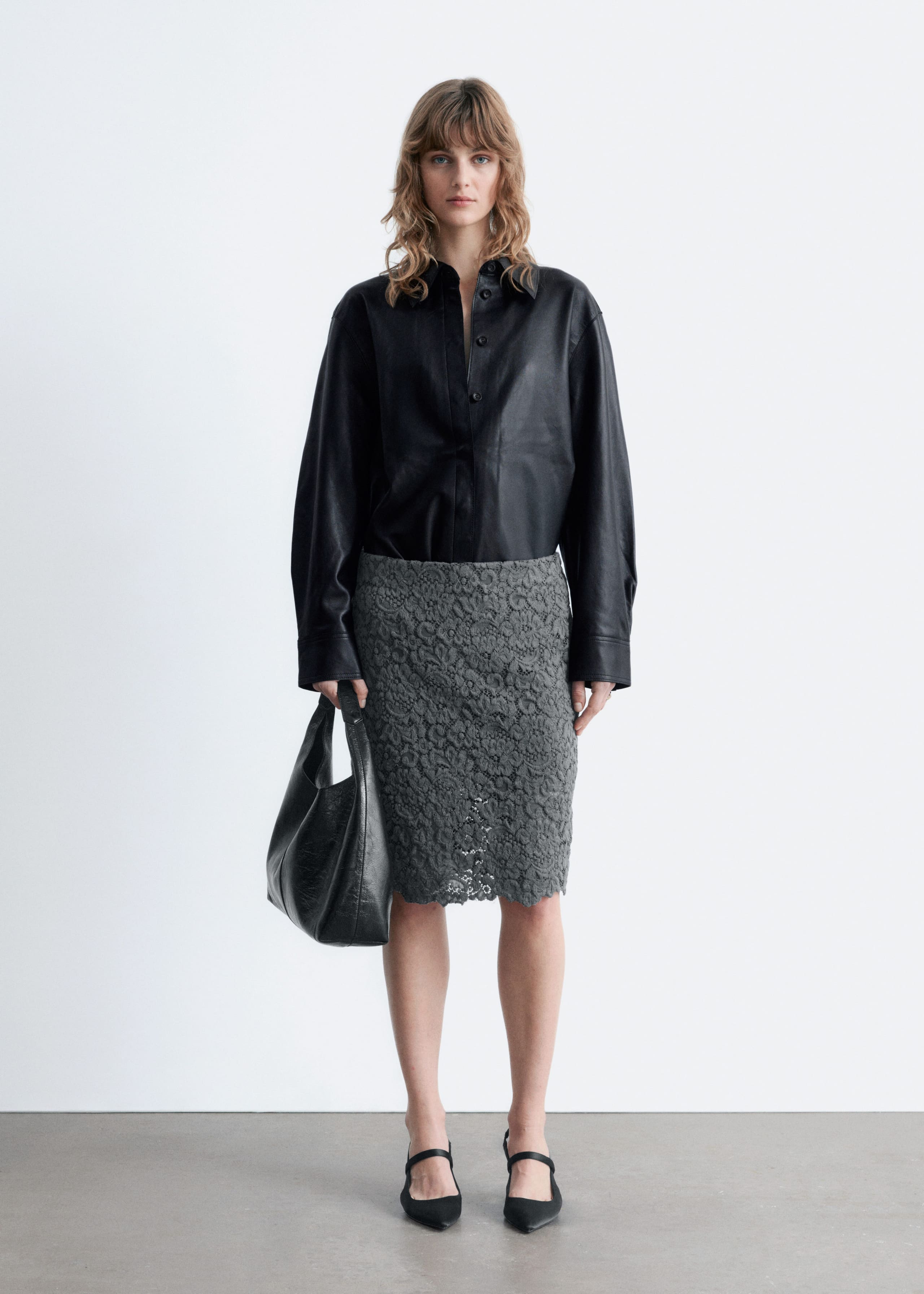 Image of Midi-Bleistiftrock mit Spitze