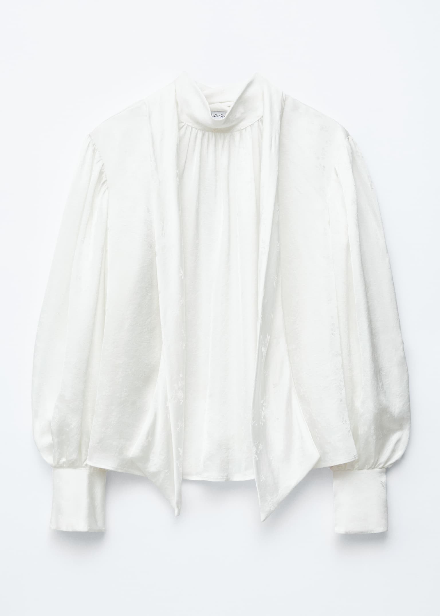 Bow-Collar Blouse - Branco/Azul claro - 2