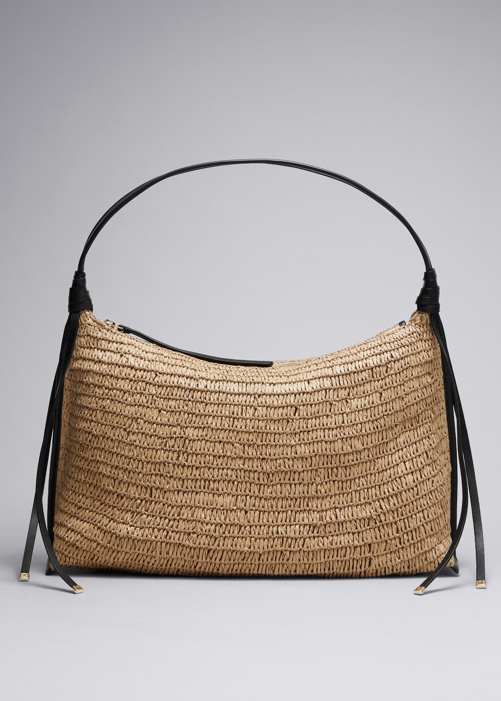 Image of Bolso de paja con detalles de piel