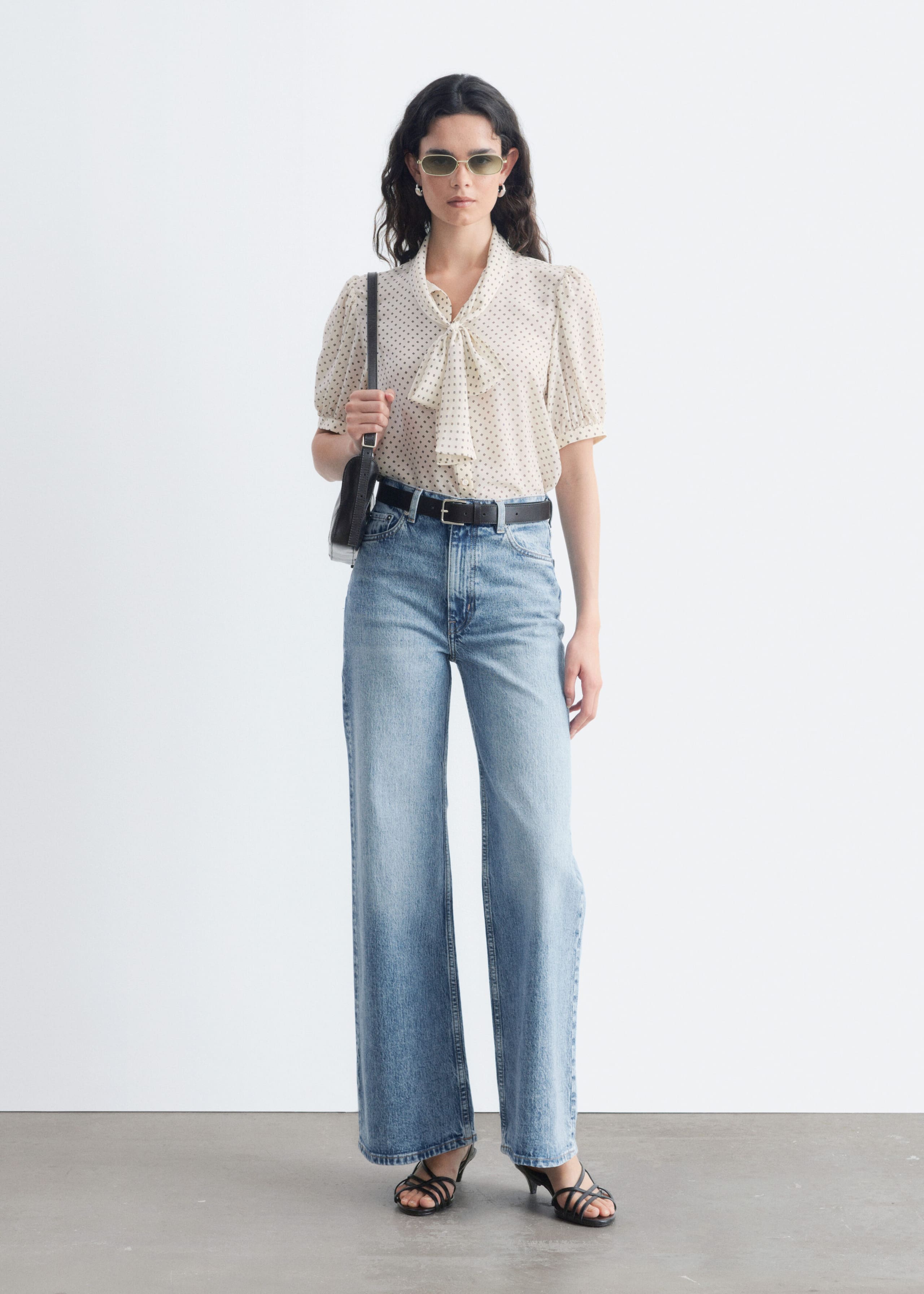 Printed Tie-Neck Silk Blouse - White/Pattern - Still Life