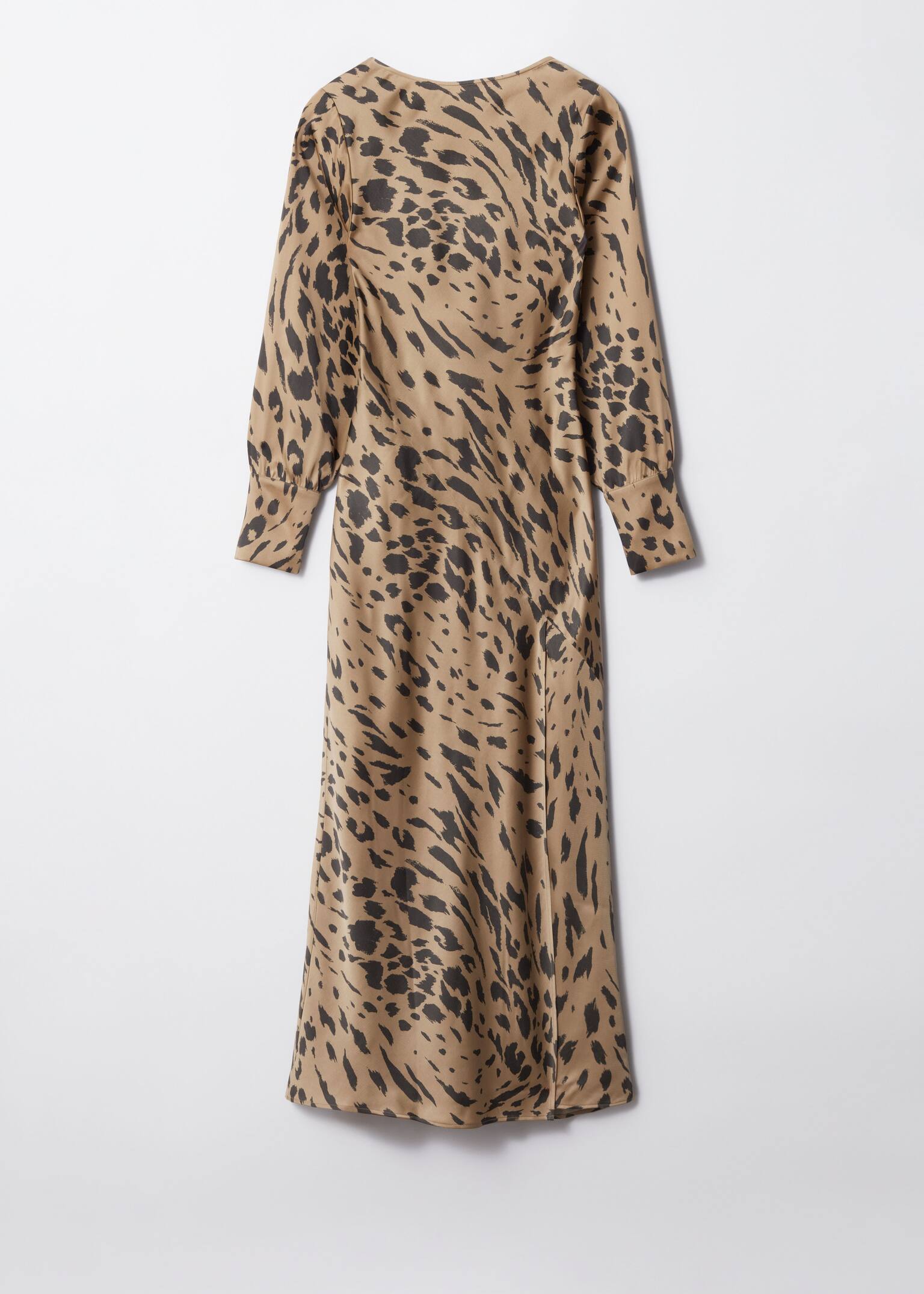 Open-Back Satin Maxi Dress - Leopard - 1