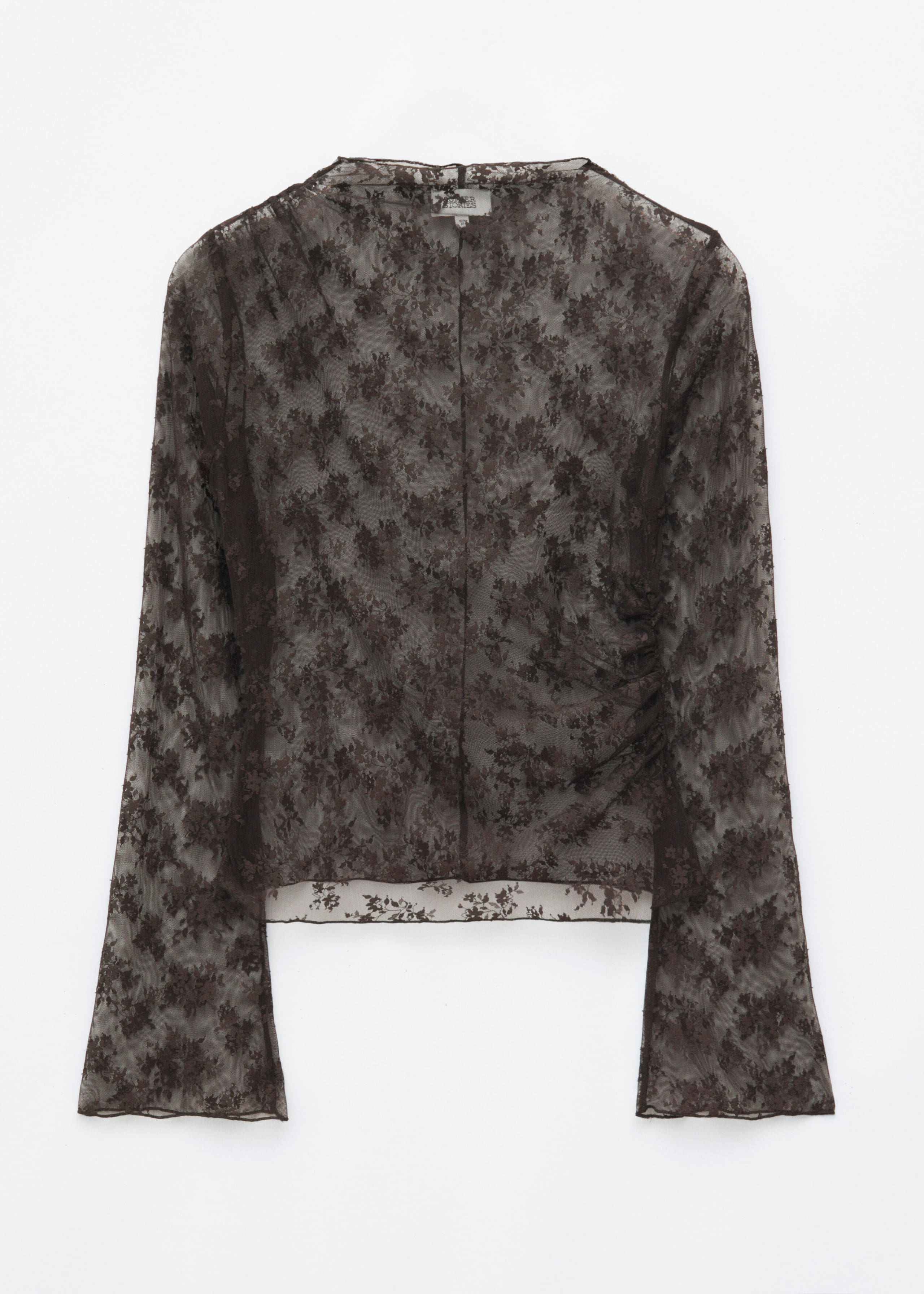 Mock-Neck Lace Top - Dark Brown - Still Life