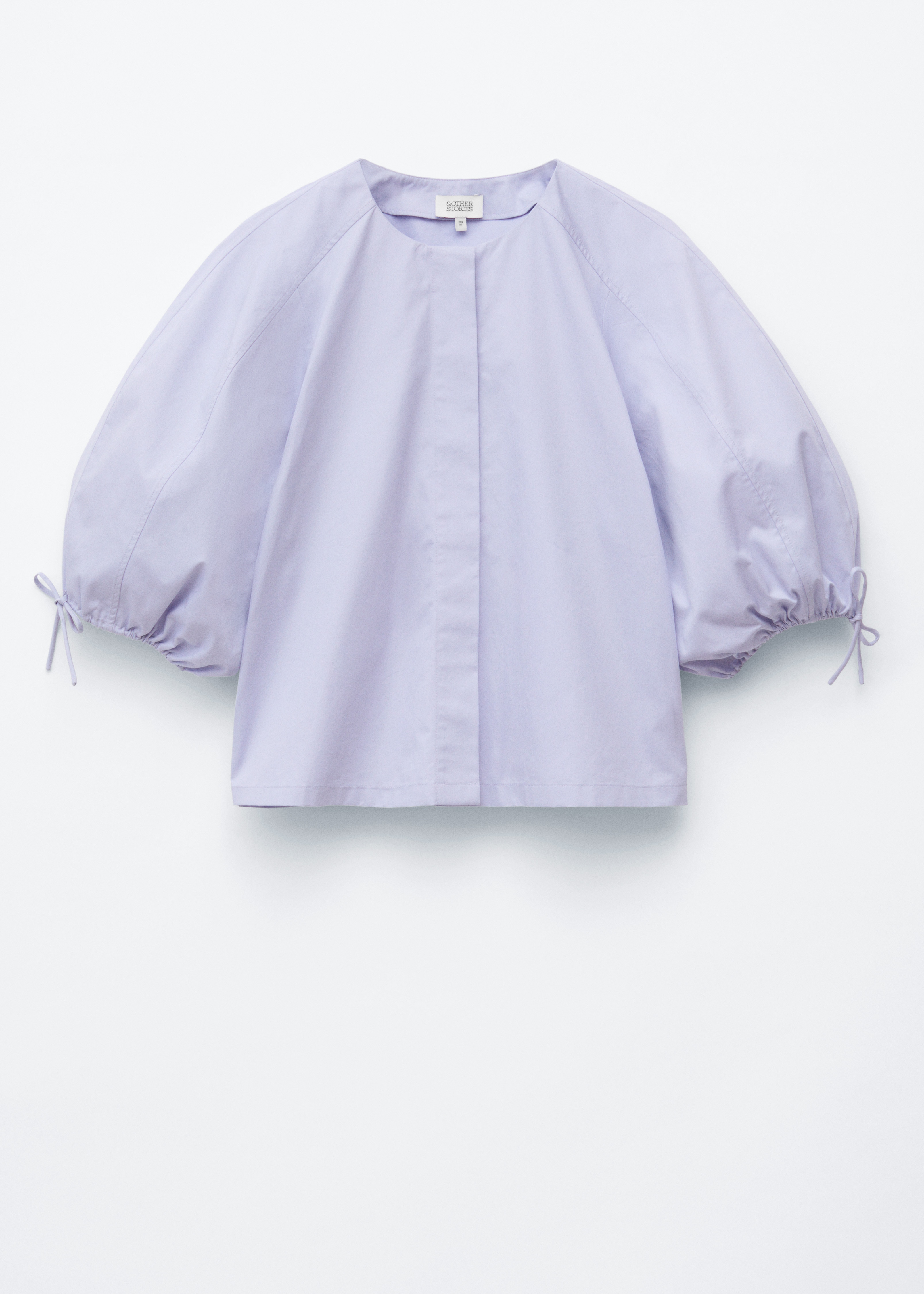 Bluse aus Baumwolle mit voluminösen Ärmeln - Lavendelgrau/Graubraun