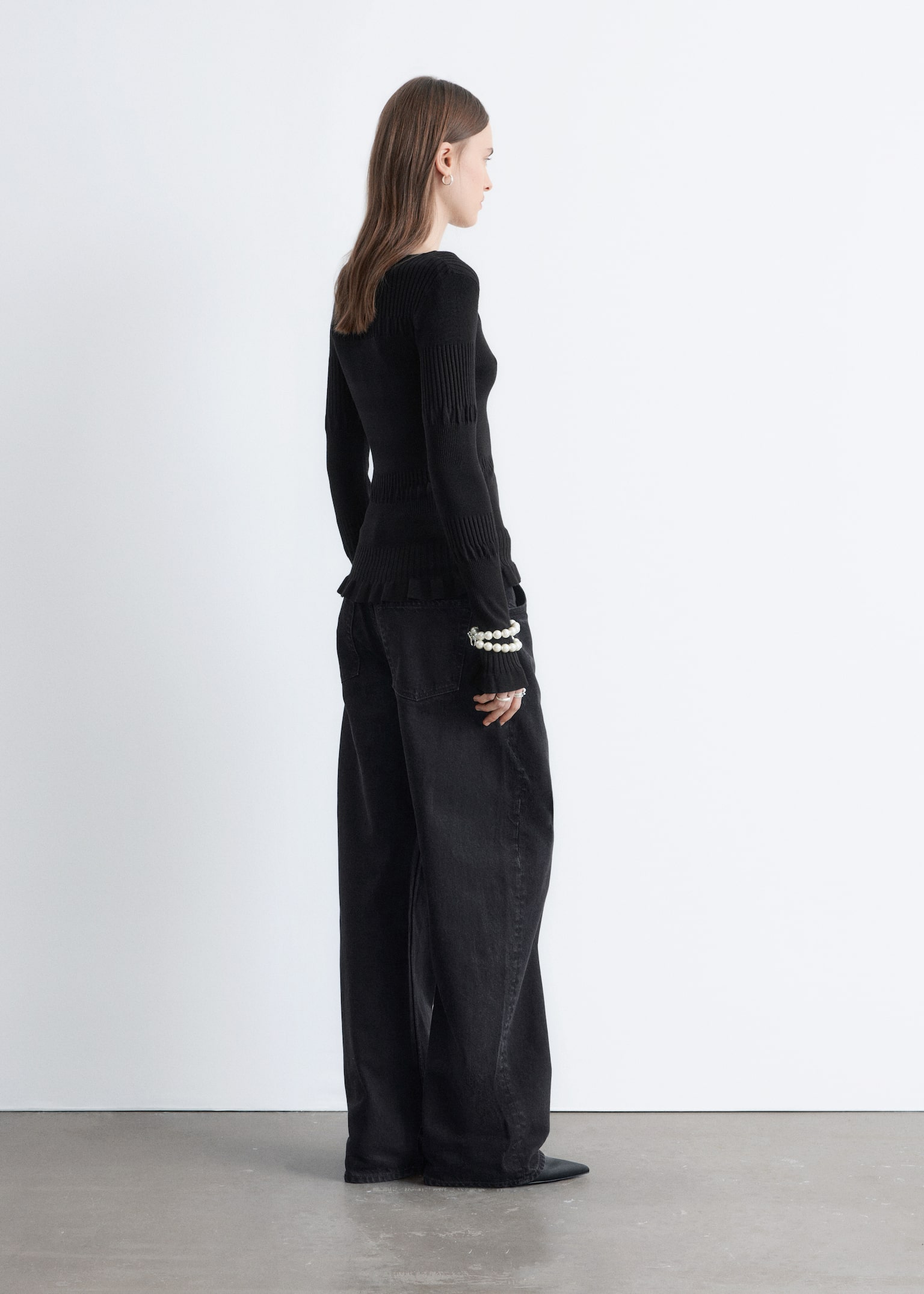 Long-Sleeve Ribbed Top - Black/Green/Beige Stripes/Blue/Black Stripes - 4