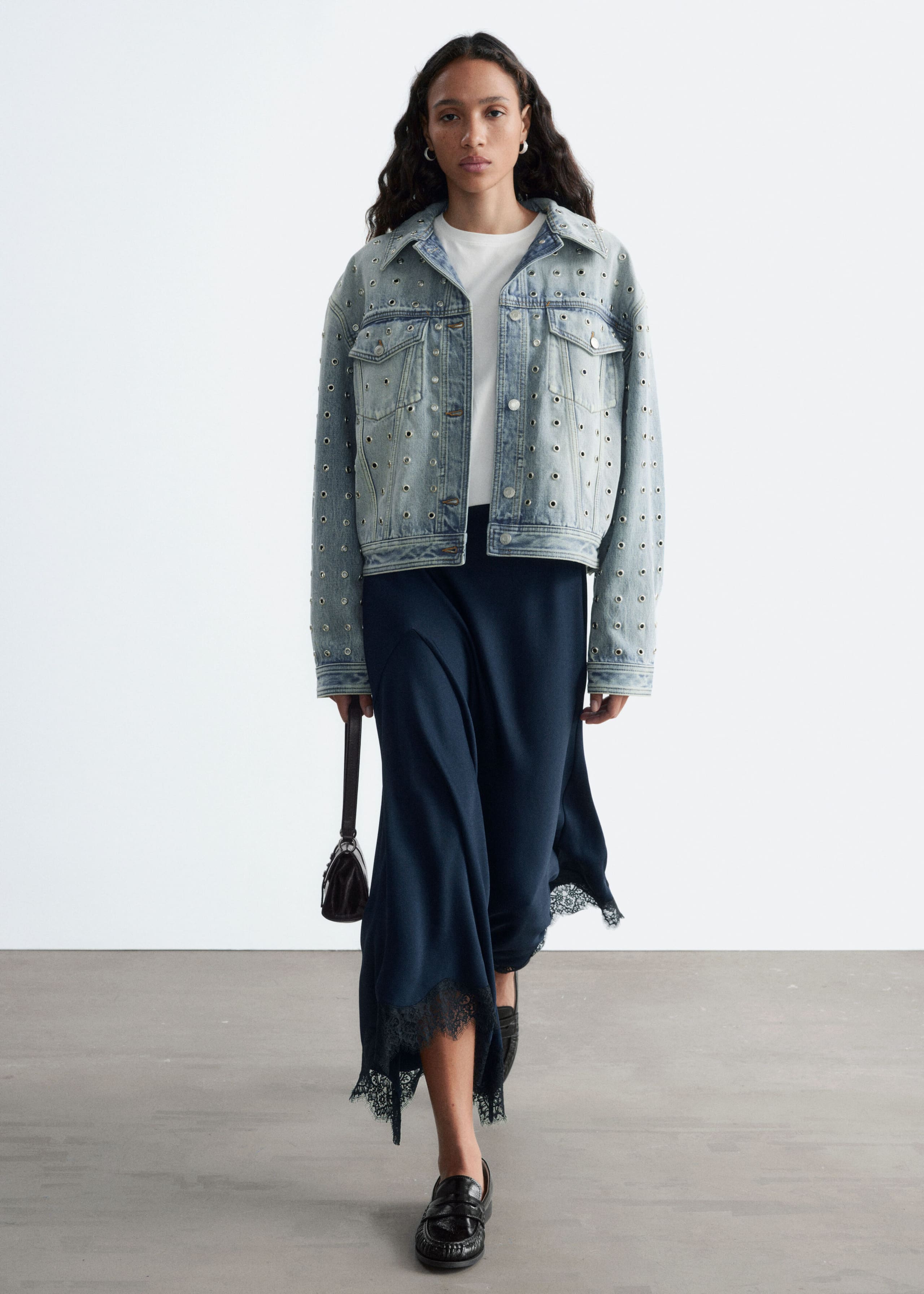 Eyelet Denim Jacket - Light Blue - Lookbook