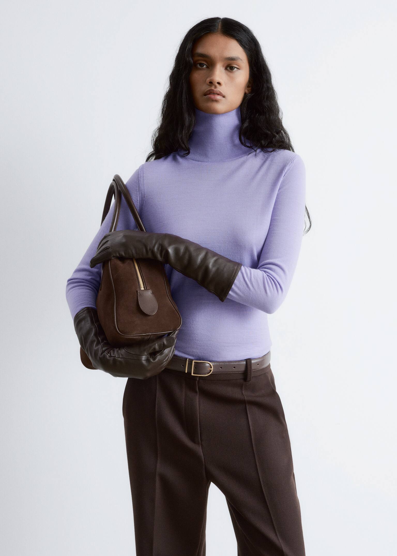 Thin-Knit Wool Turtleneck - Light Purple/Dark Blue/Dark Brown/Yellow/Pink