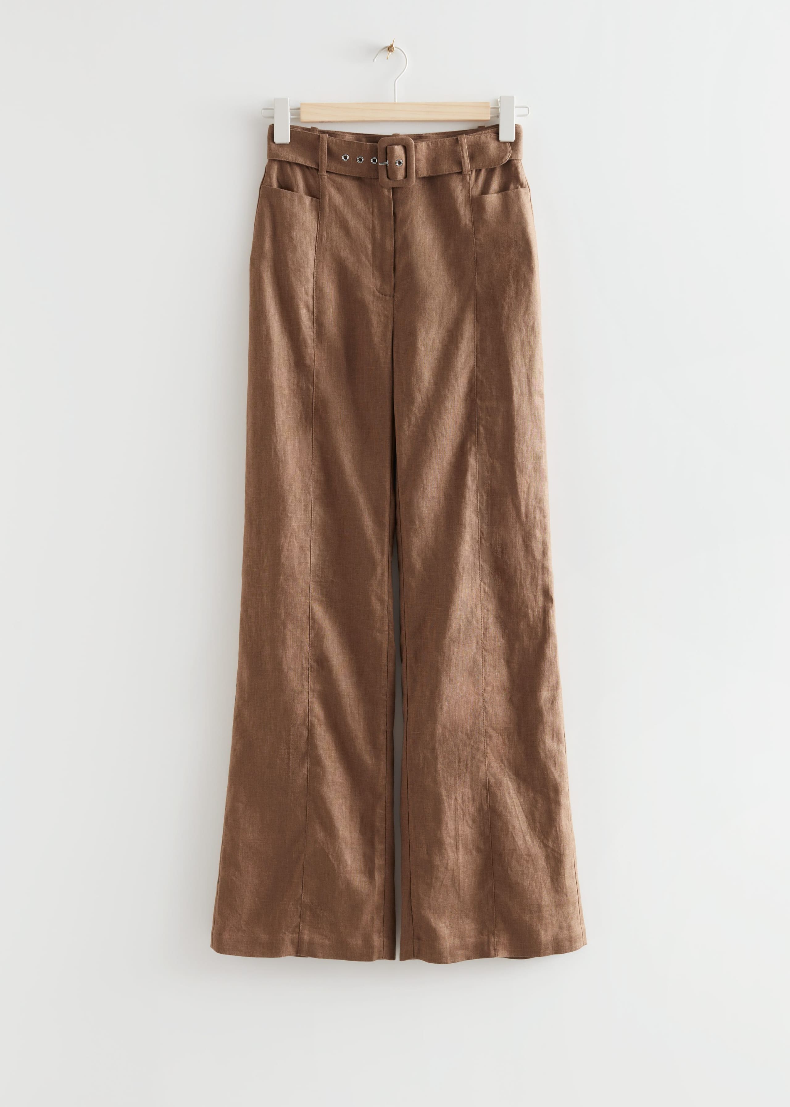 Image of Flared Linen Trousers