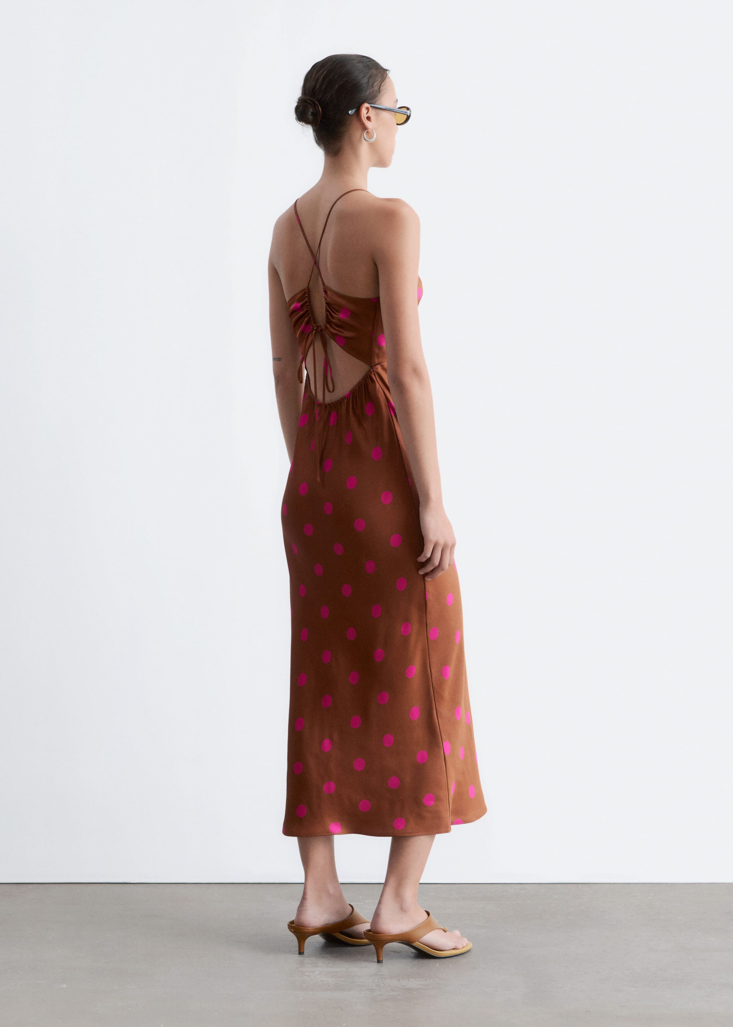 Satin Slip Midi Dress - Pink Floral - Lookbook