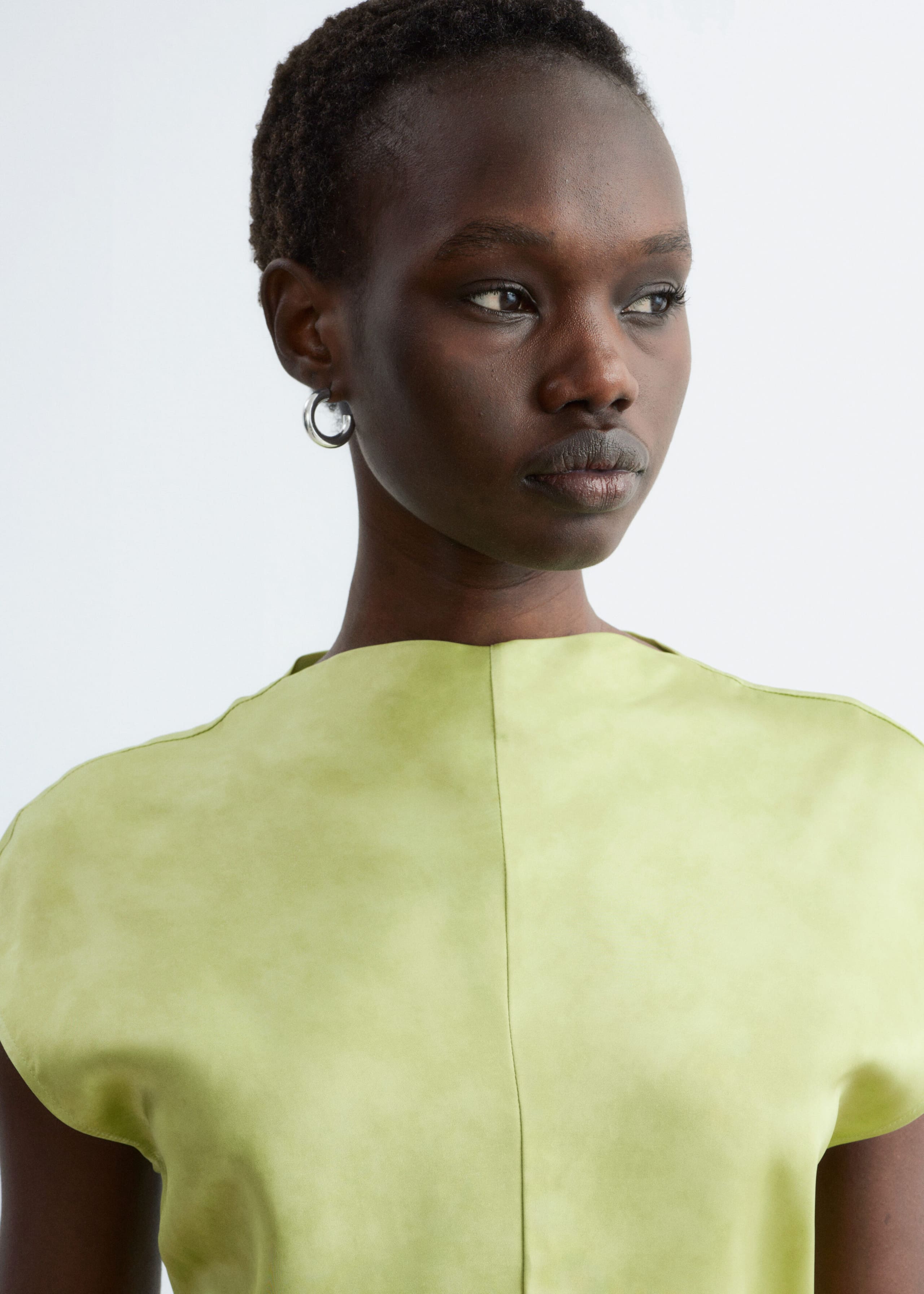 Textured Viscose Sleeveless Top - Green - Lookbook