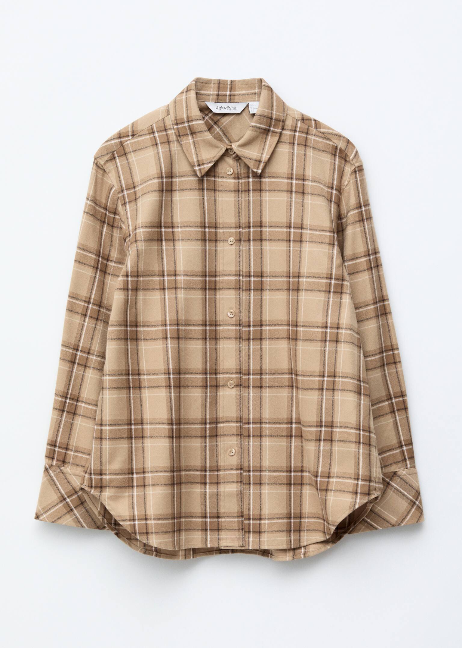 Oversized košeľa - Béžová kockovaná - 2