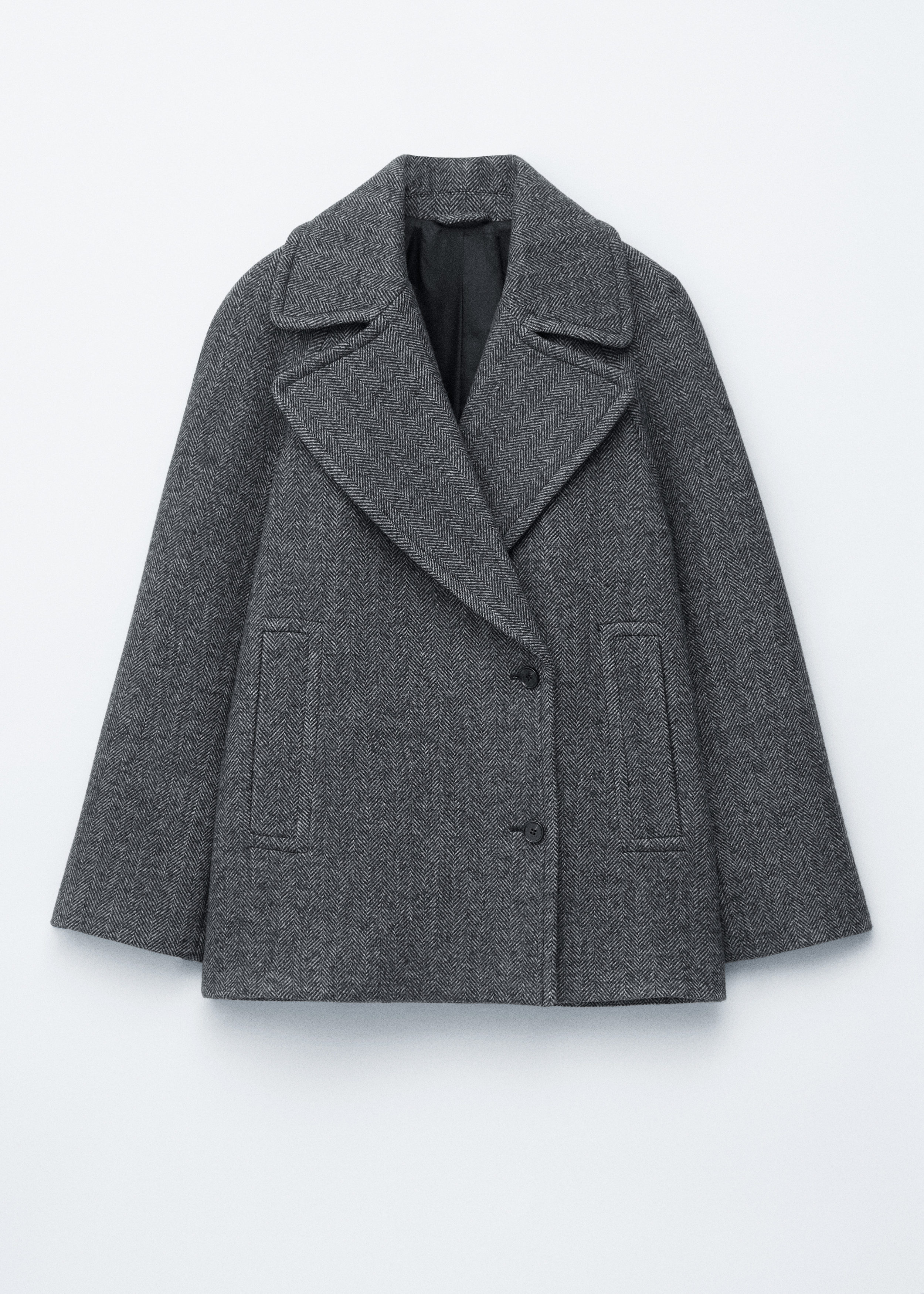 Short Double-Breasted Wool Coat