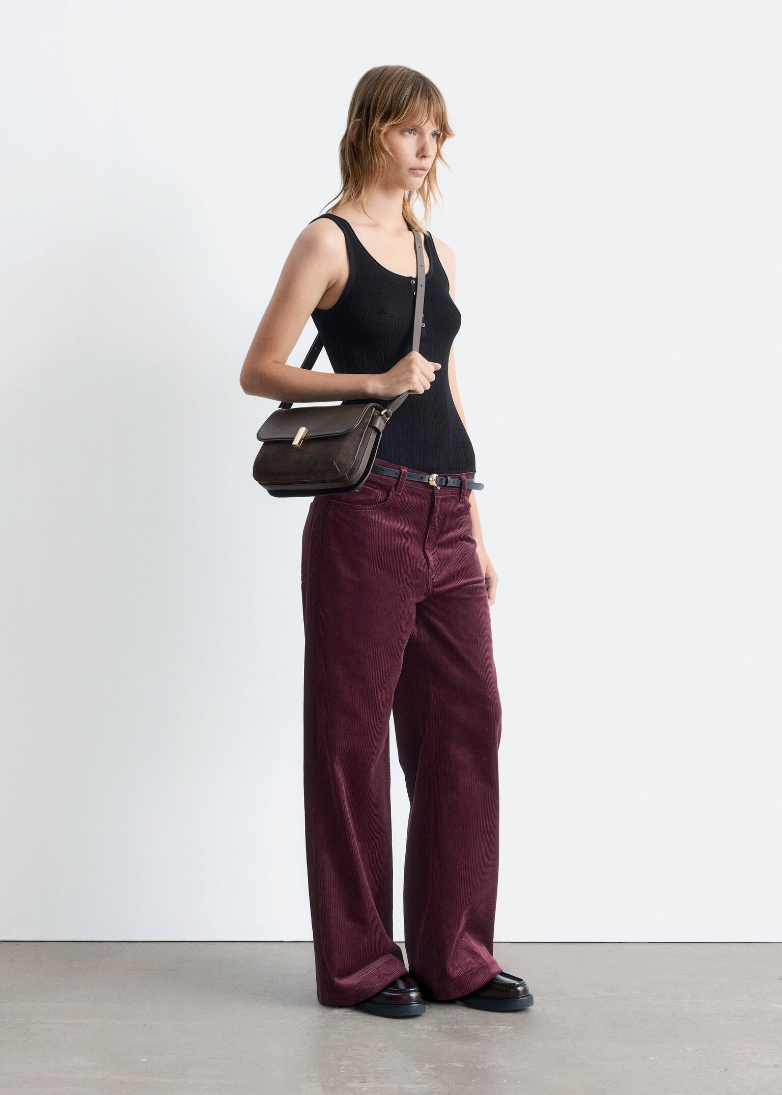 Pantalones de pana de perneras anchas - Rojo oscuro/Marrón medio/Marrón oscuro/Crema/Topo - 5