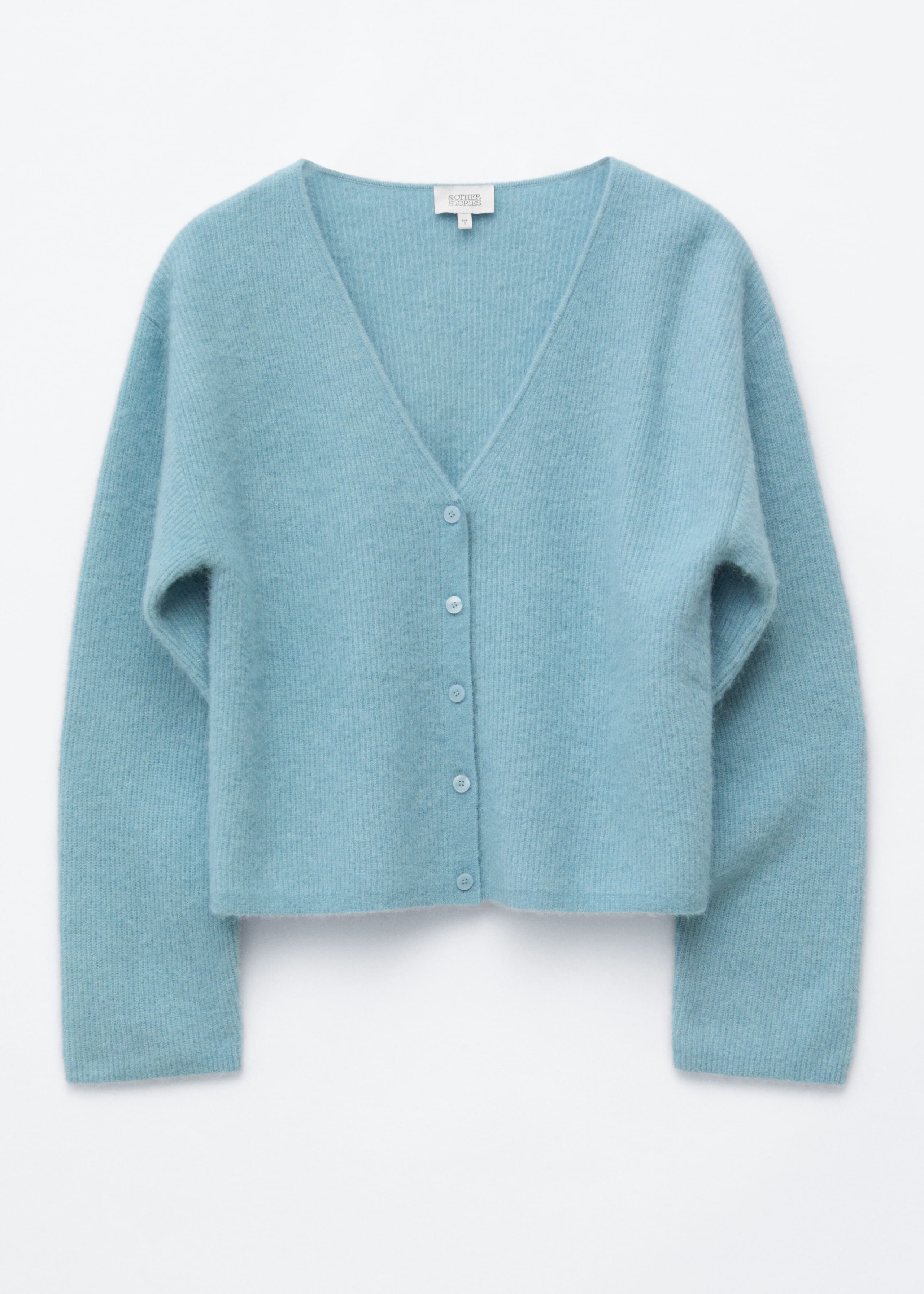 Alpaca-Blend Cardigan - Light Turquoise - Still Life