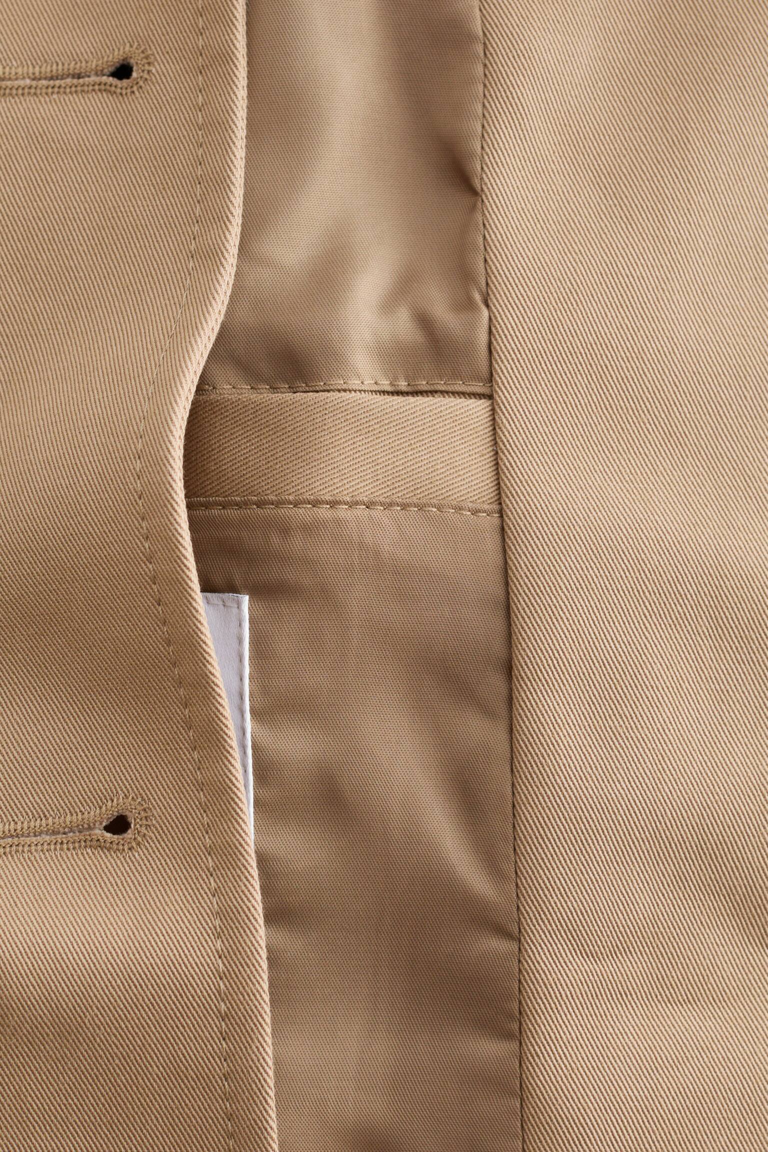 Giacca boxy in cotone - Beige/Marrone scuro - 5