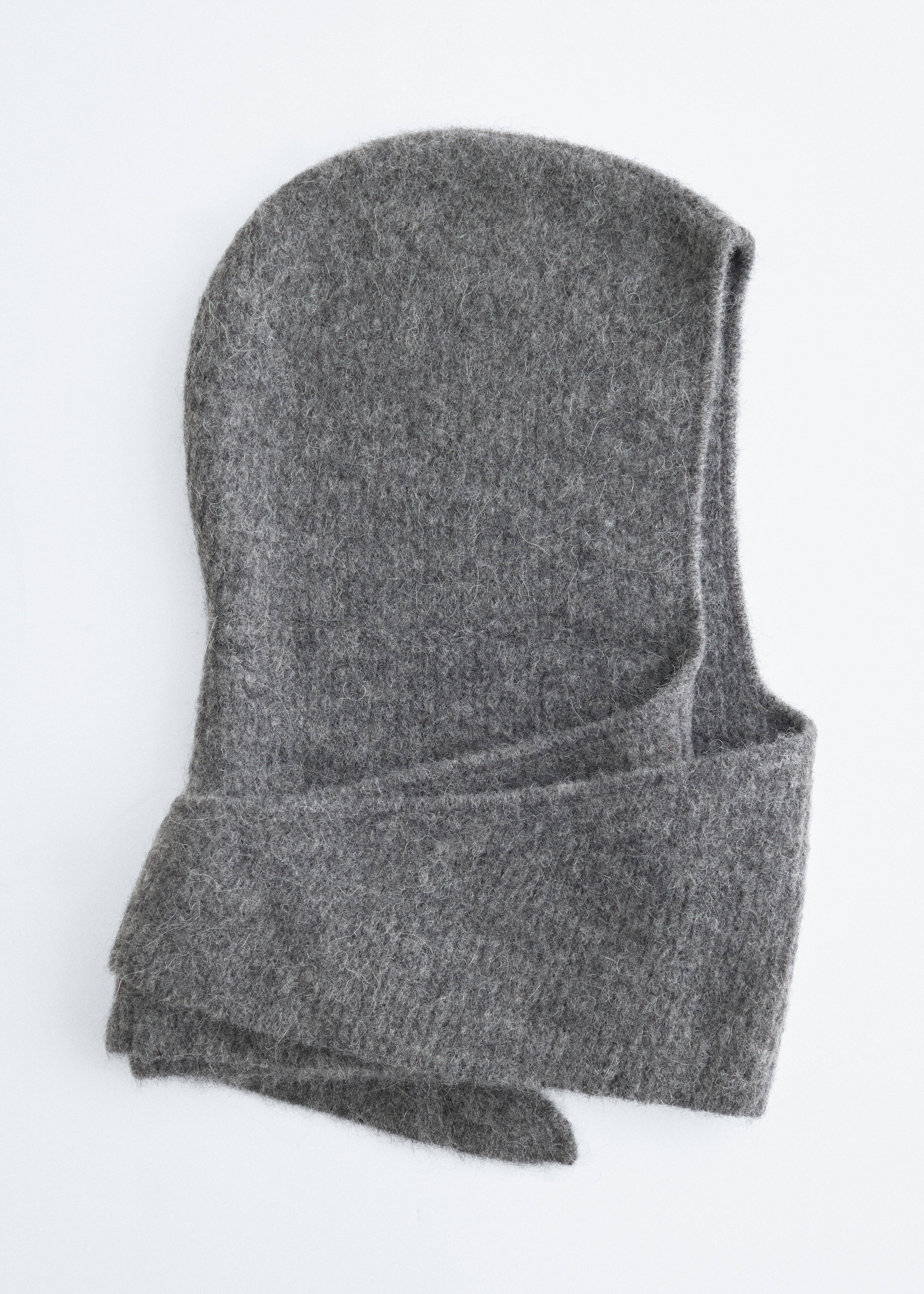 Sciarpa con cappuccio a coste in misto alpaca - Grigio mélange/Rosa