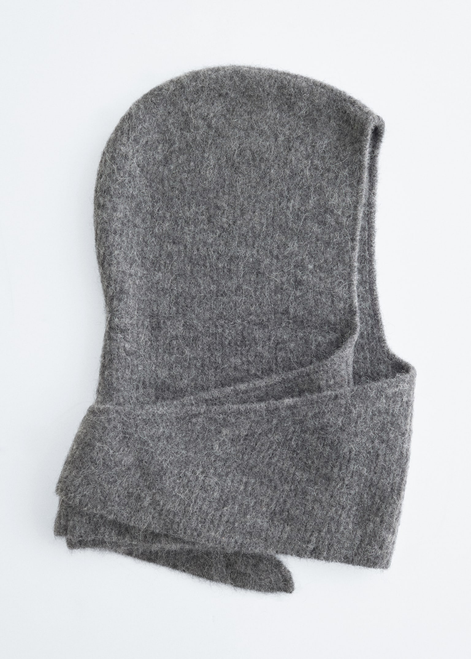 Alpaca-Blend Rib-Knit Hood Scarf - Grey Melange/Pink - 2
