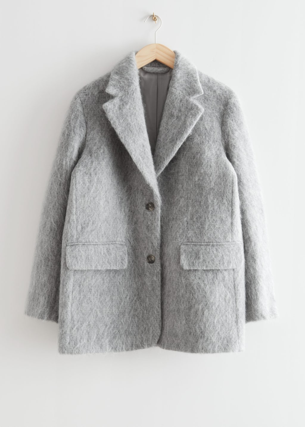Oversized Fuzzy Wool Blazer - Black - Bodegón