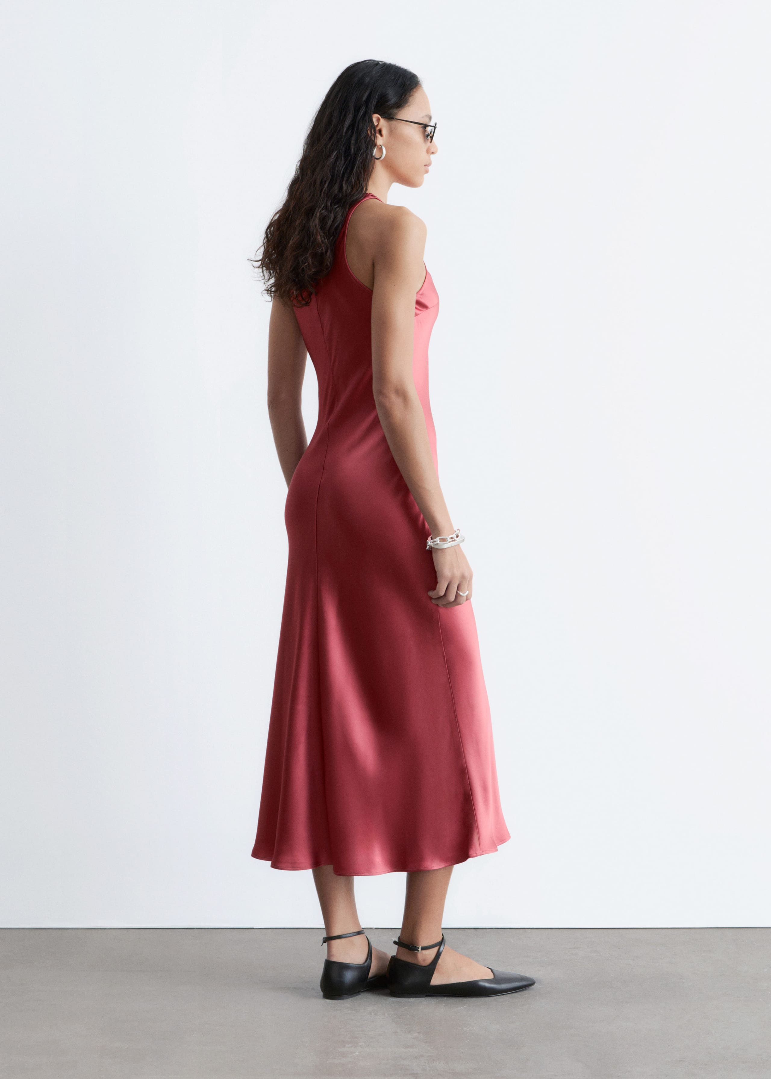 Image of Sleeveless Satin Midi Dress