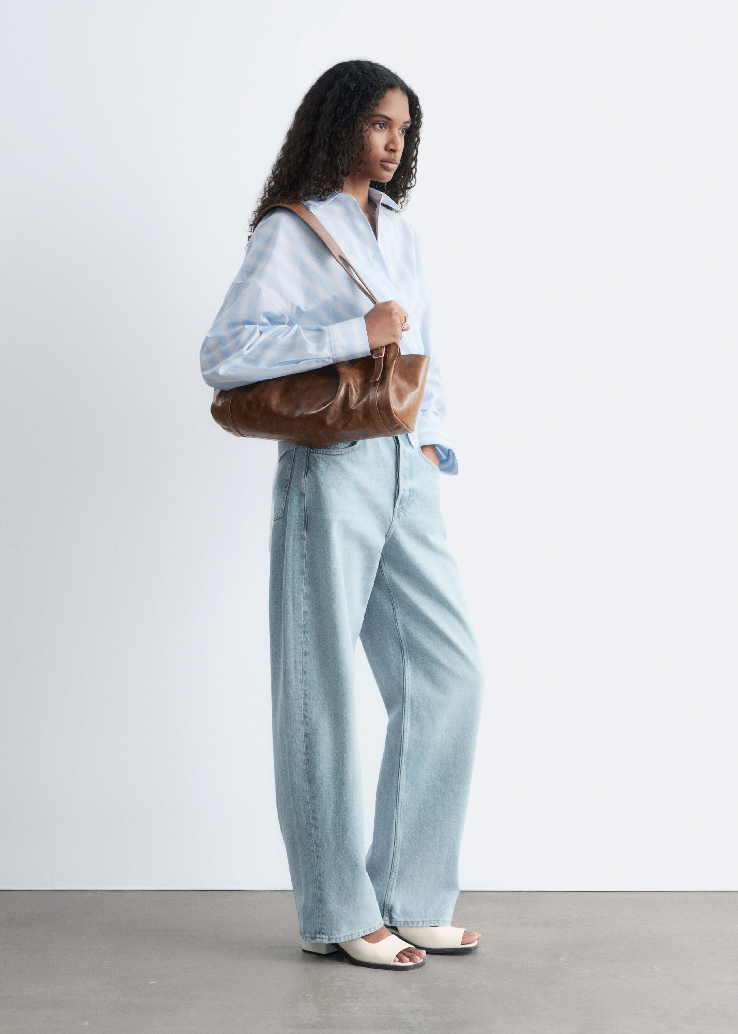 Tie-Waist Cotton Shirt - Blue/White Stripes - Lookbook