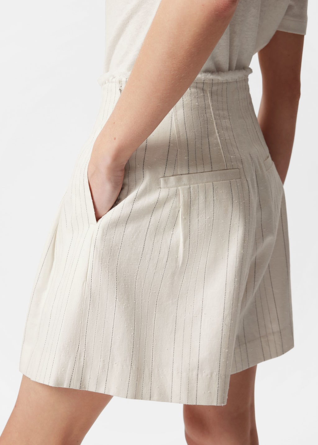 Image of Raw-Edge Pleated Shorts