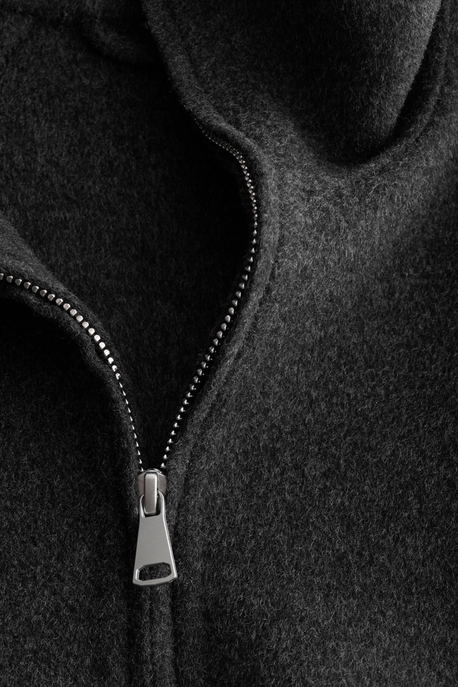 Vlnená bunda na zips - Dark Grey/Dark Beige - 3