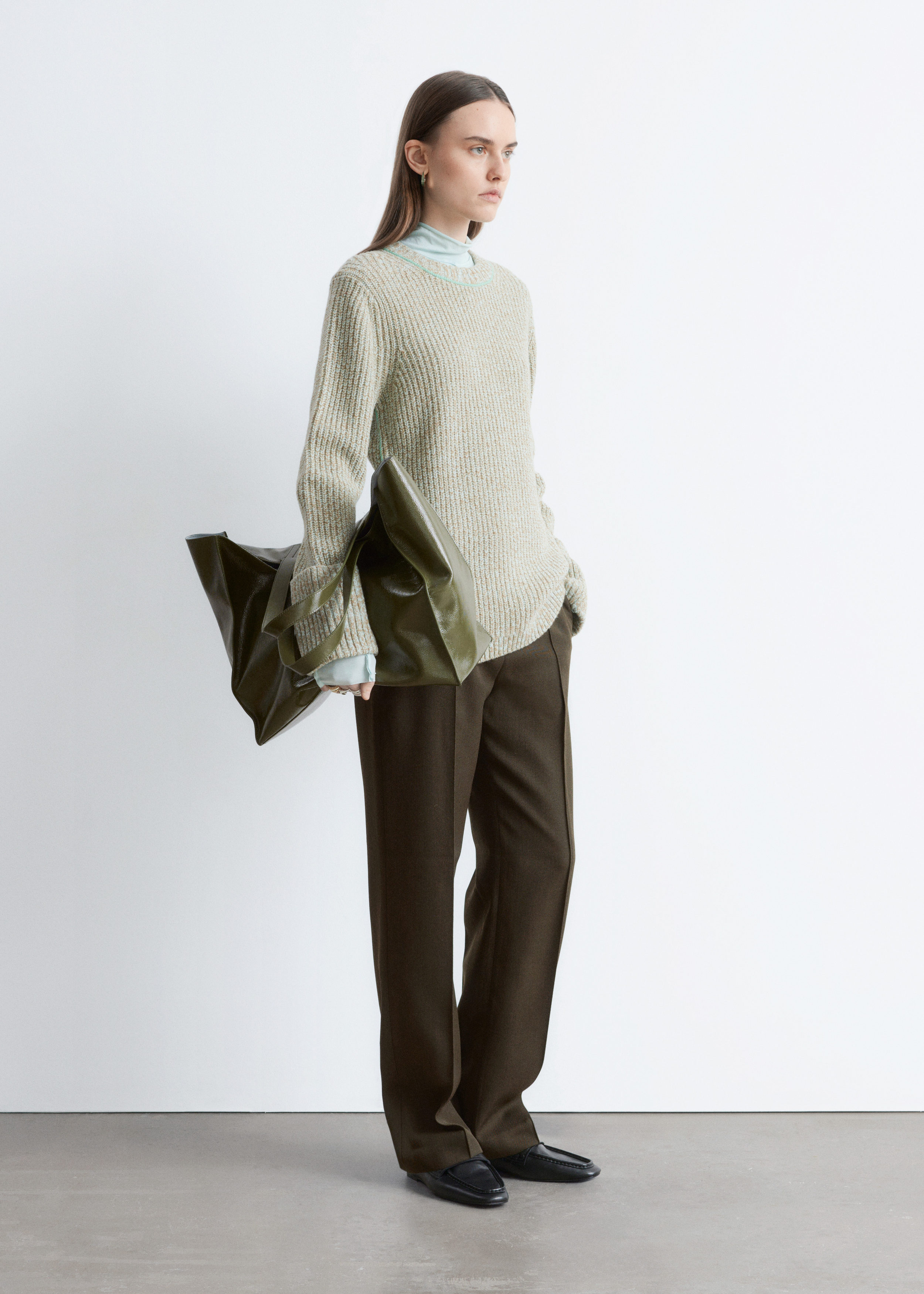 Accent-Stitch Merino Wool Jumper