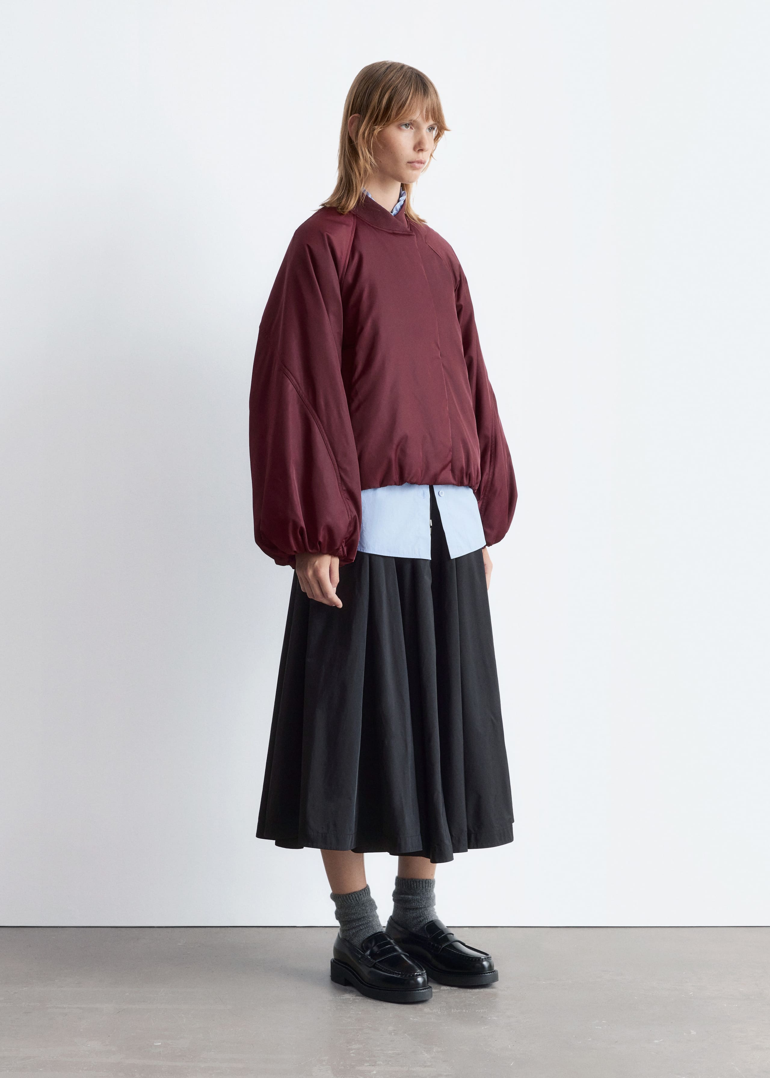 Image of Voluminous-Sleeve Bomber Jacket