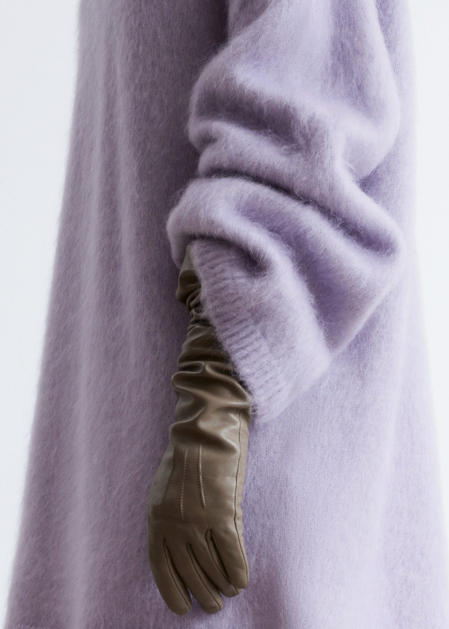 Long Leather Gloves - Greige