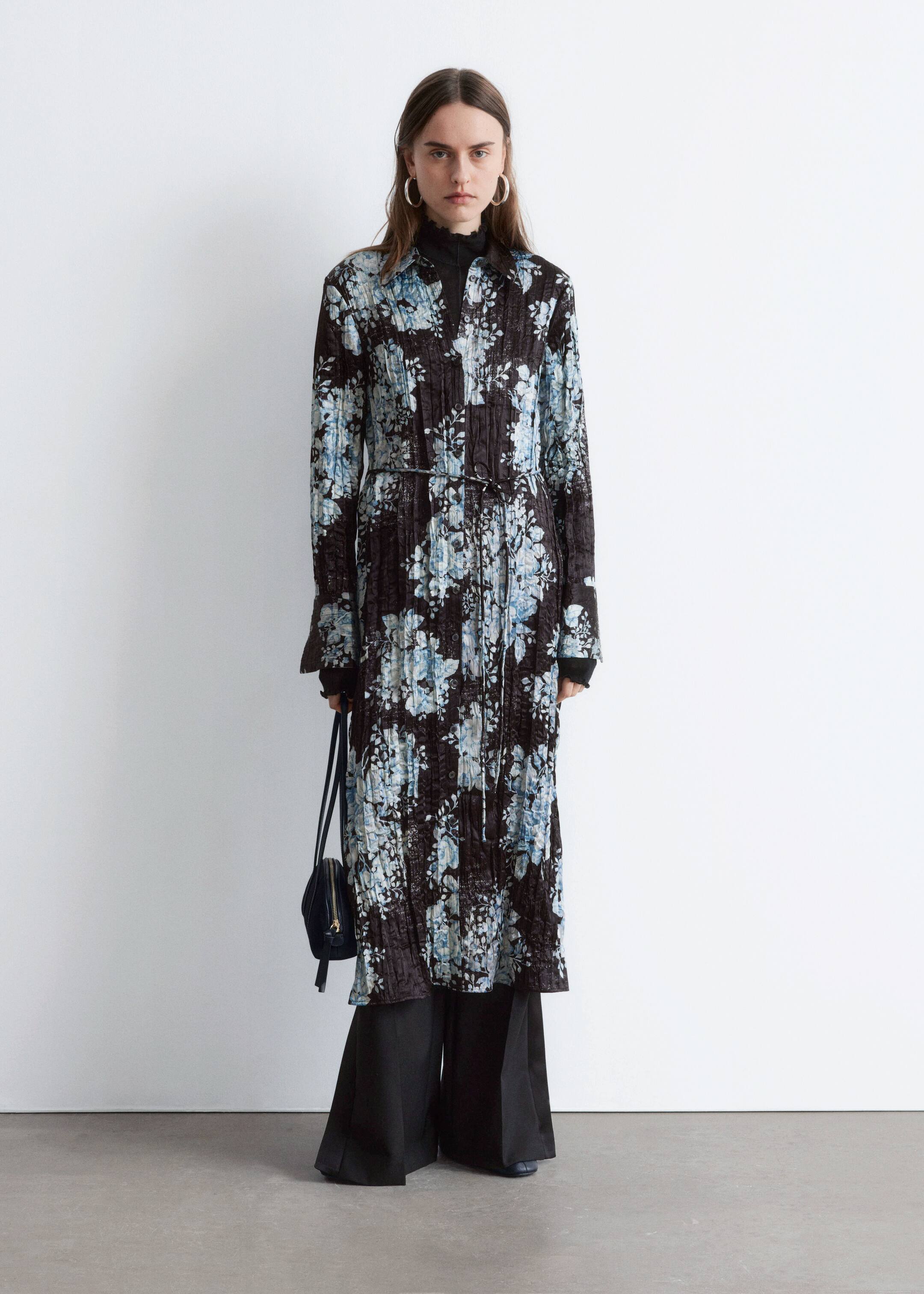 Ingrandisci l'immagine: Crêpe Midi Shirt Dress - Black Floral - DONNA | H&M CH 1