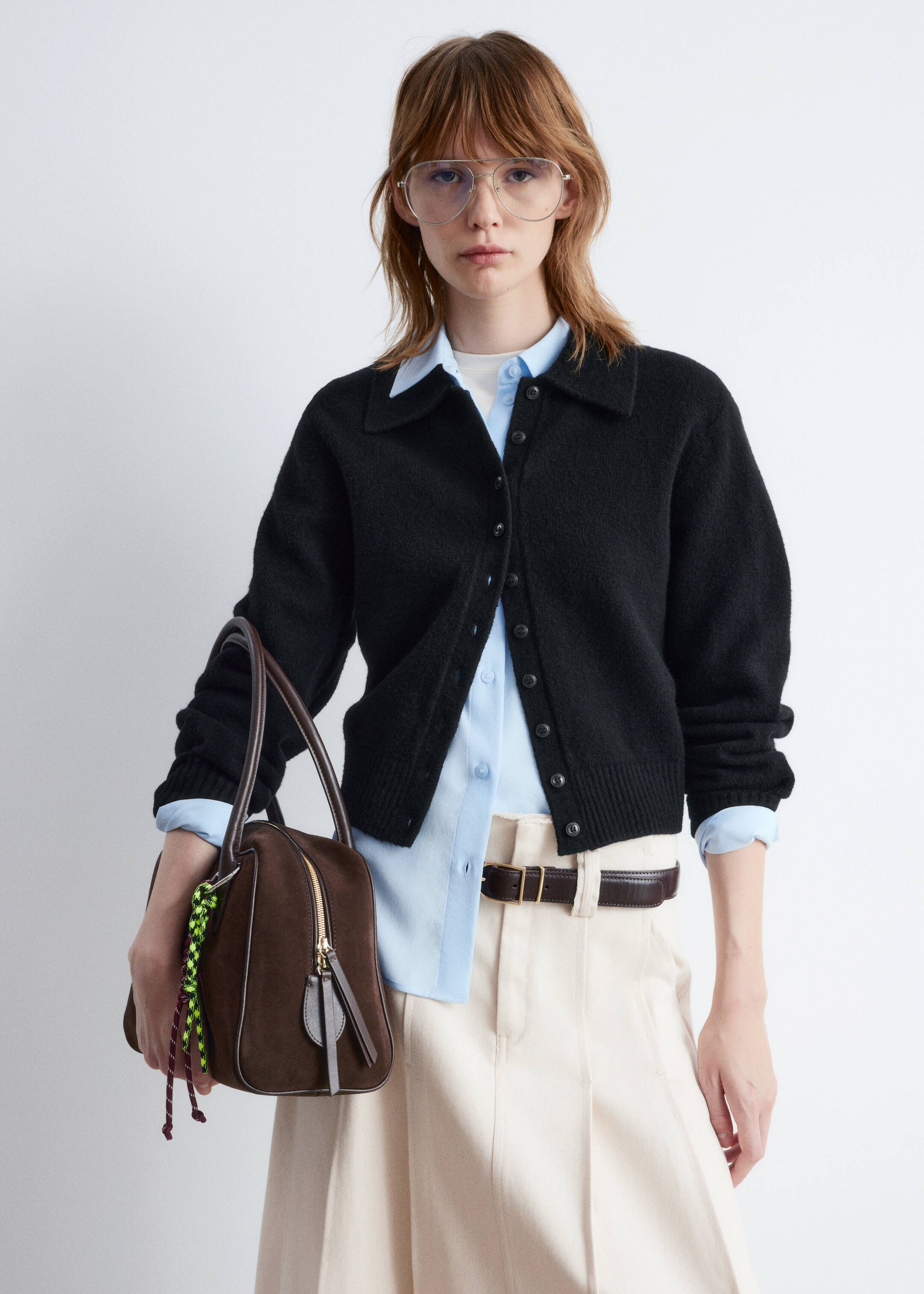 Größeres Bild ansehen: Strickjacke mit Kragen - Schwarz - Ladies | H&M DE 1