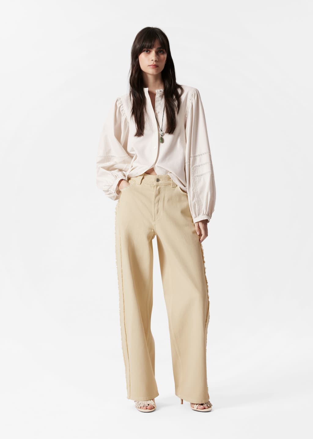 Image of Fringed Wide-Leg Jeans