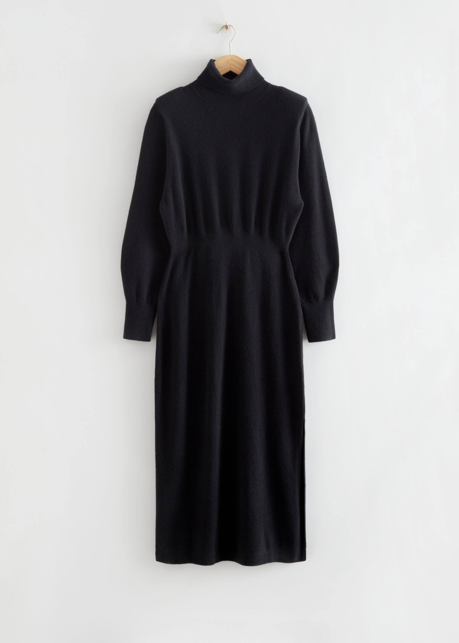 Turtleneck Merino Wool Dress - שחור - 1