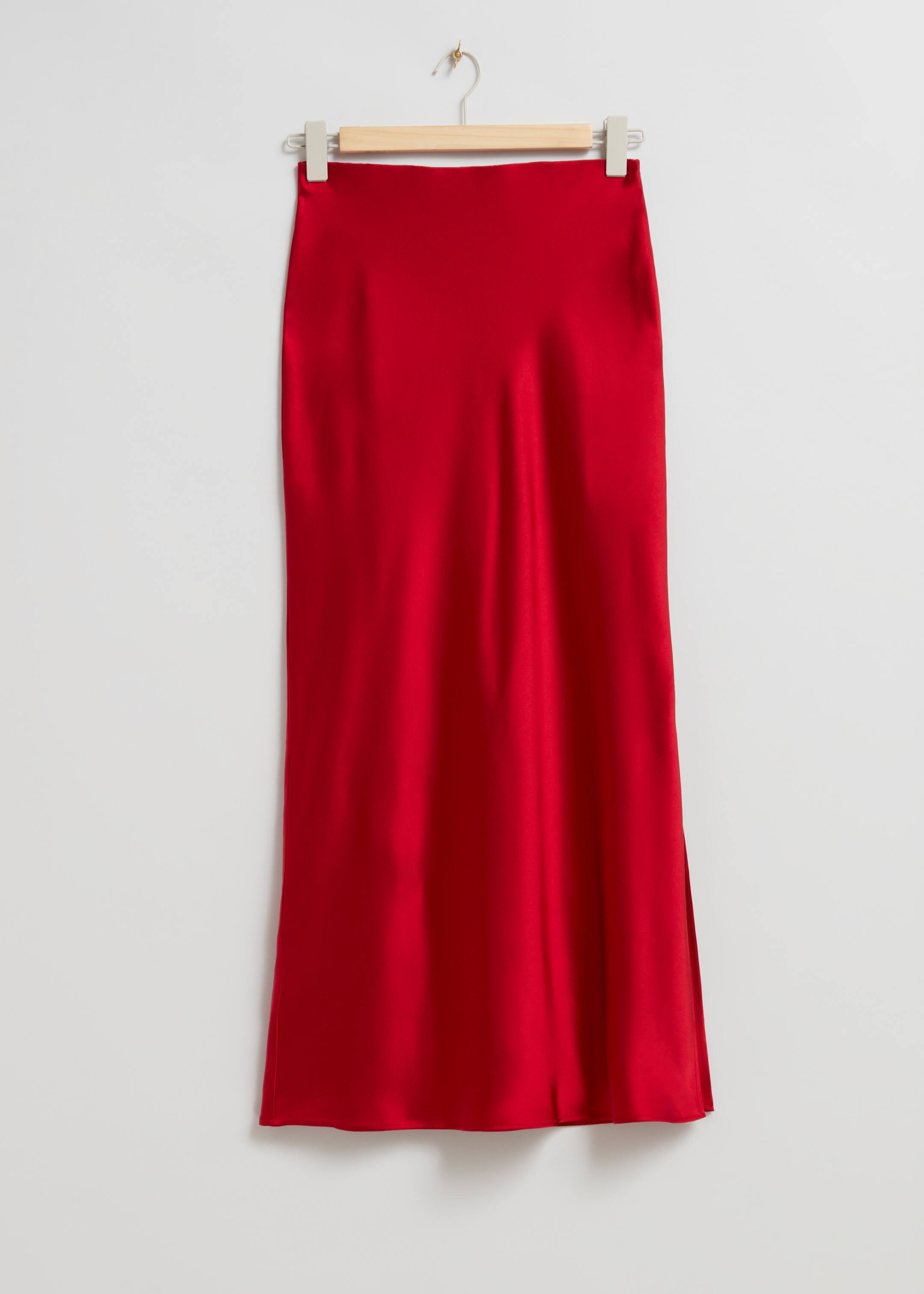 הצגת תמונה גדולה יותר: Satin Midi Skirt - Red - Ladies | H&M IL 1