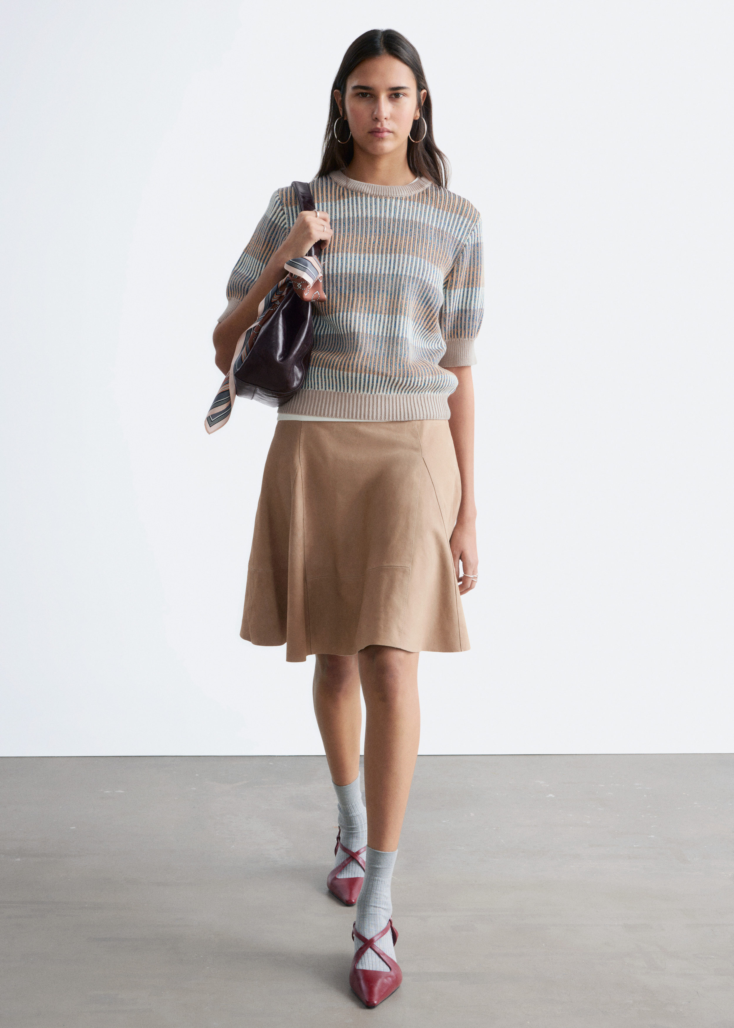 Fringed Rib-Knit Top - Beige - & Other Stories US