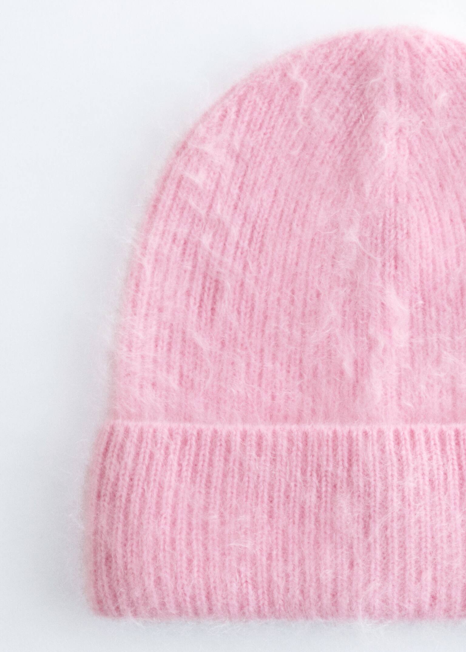 Brushed Cashmere Beanie - Light Pink/Cream - 4