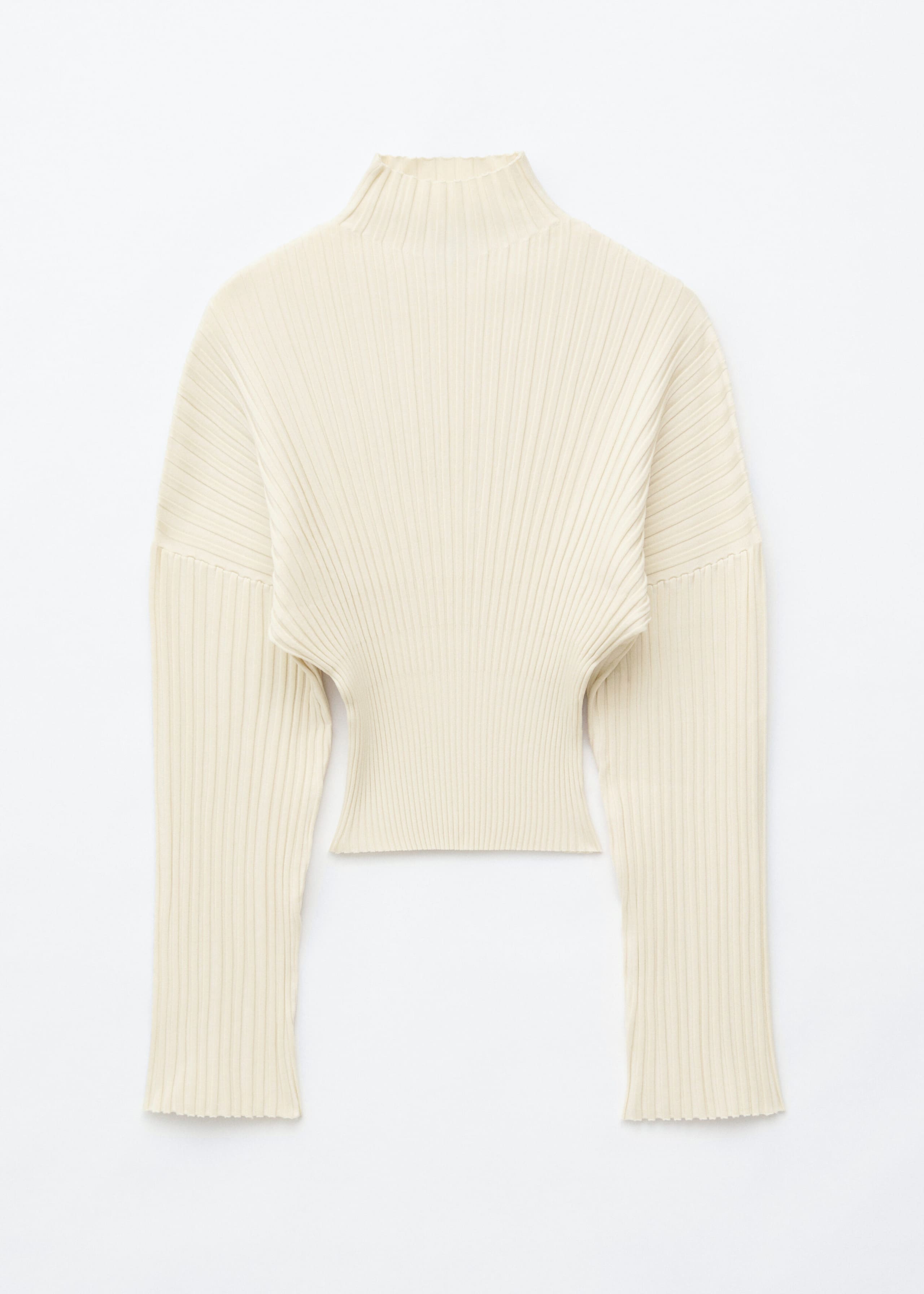 Maglione a coste con collo a lupetto - Bianco - Natura morta