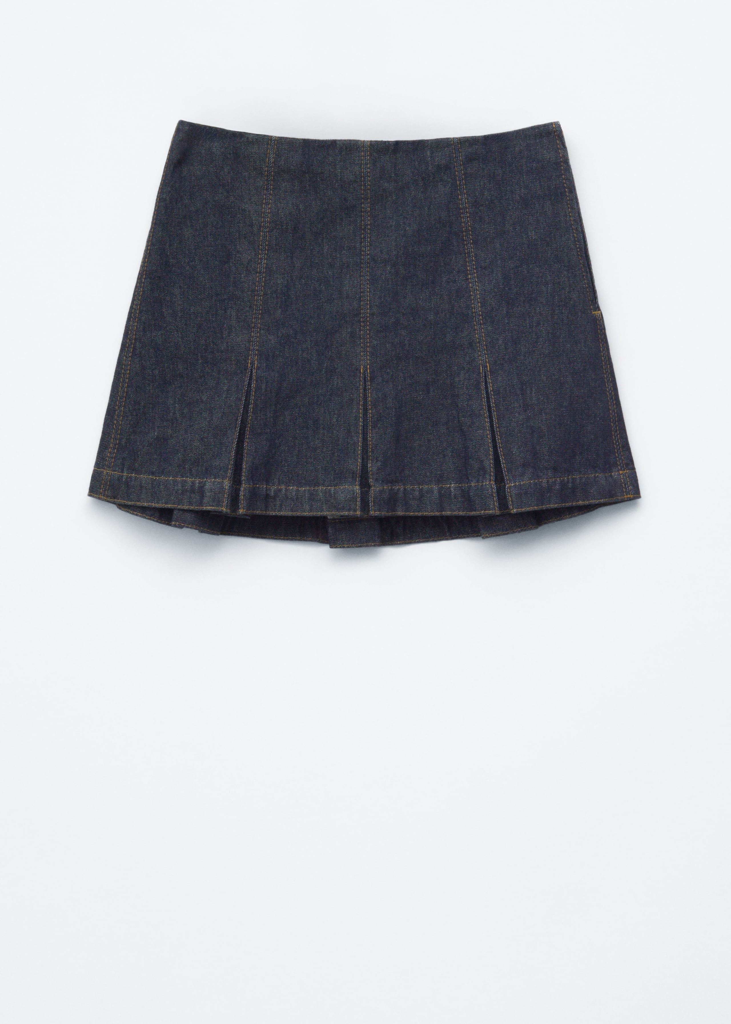 Image of Pleated Denim Mini Skirt