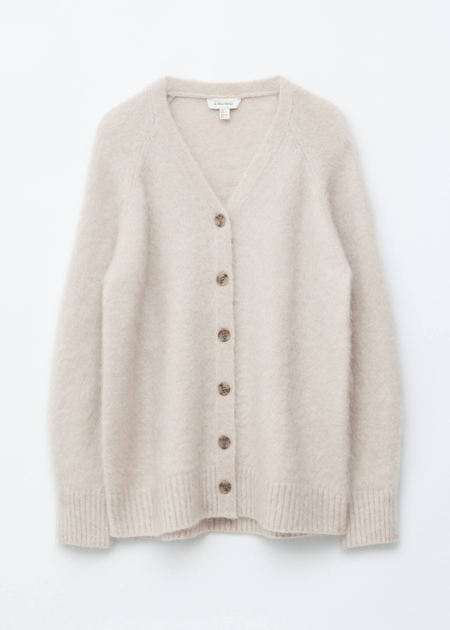 Cardigan long en mohair mélangé - Beige/Bleu foncé/Gris - 2