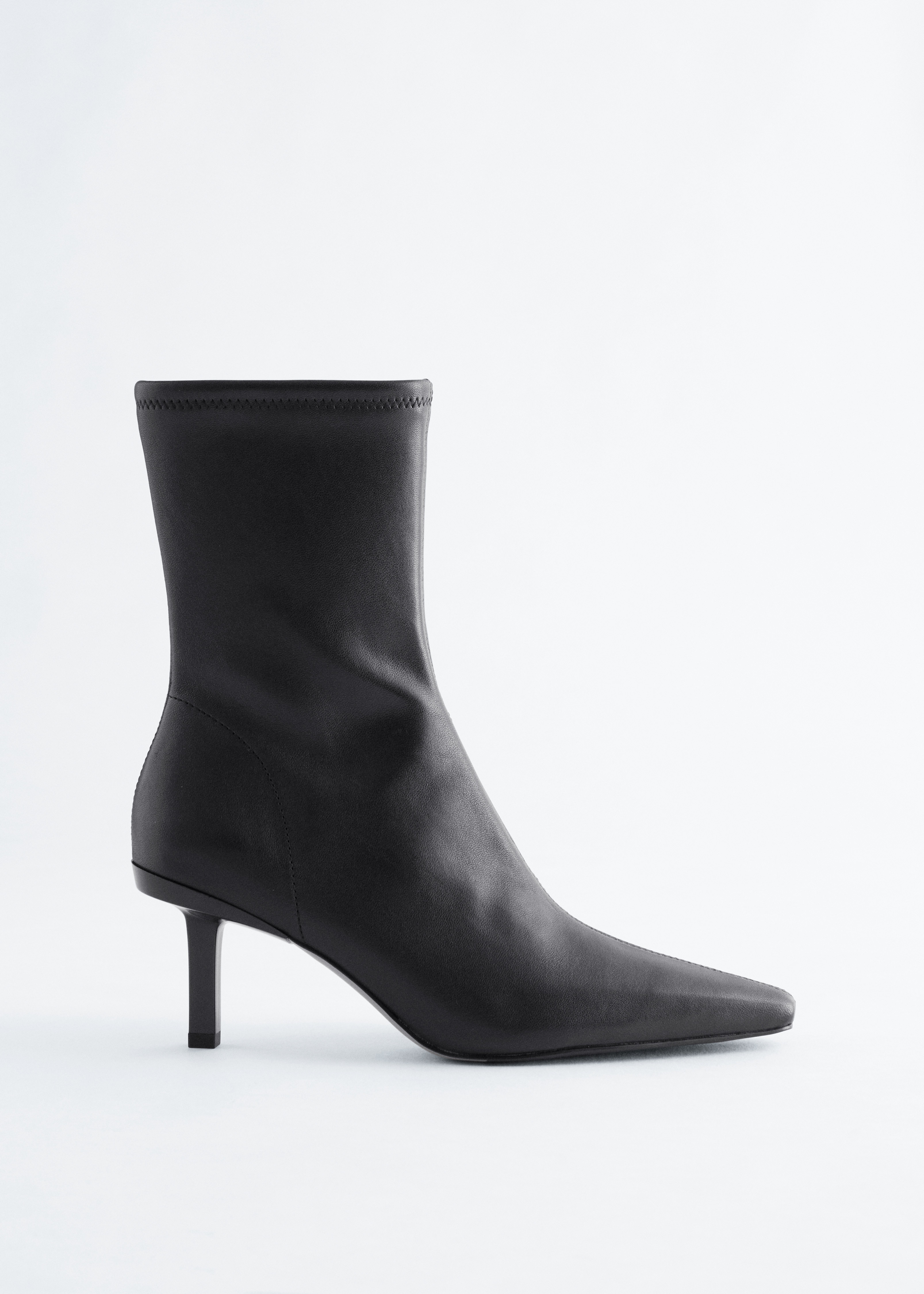 Bottines en cuir extensible - Cuir noir/Bordeaux/Daim noir